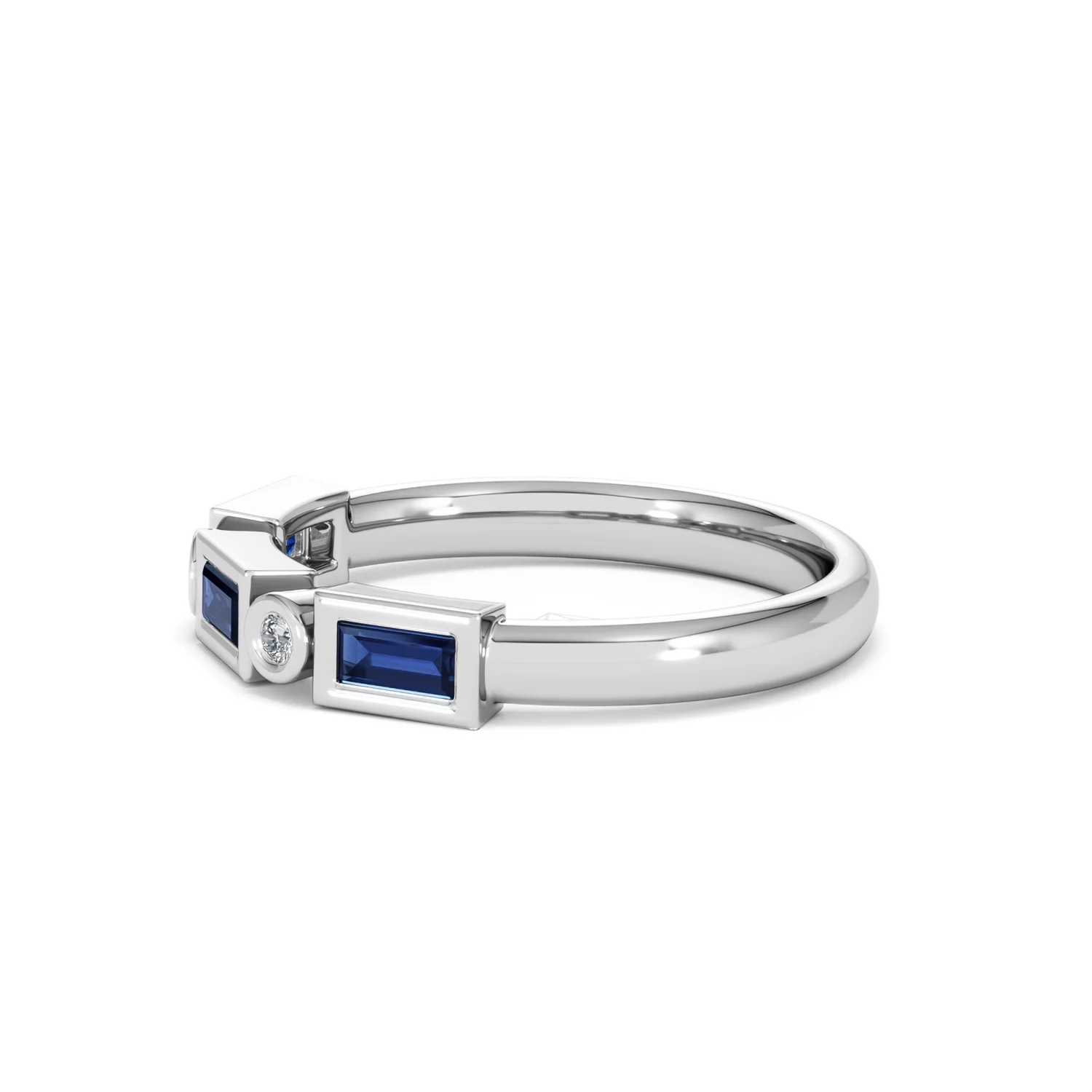 Forme 0.48ct Baguette Cut Lab Sapphire 5 Stone Ring in Sterling Silver - Image 71
