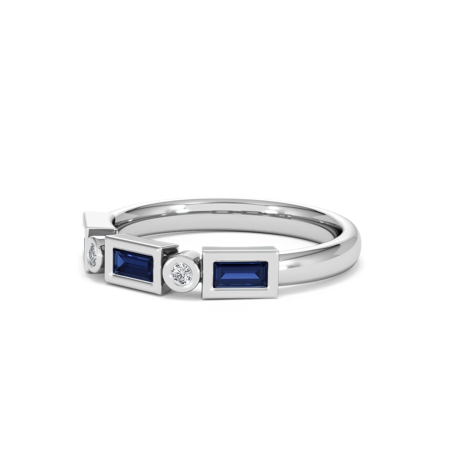 Forme 0.48ct Baguette Cut Lab Sapphire 5 Stone Ring in Sterling Silver - Image 78