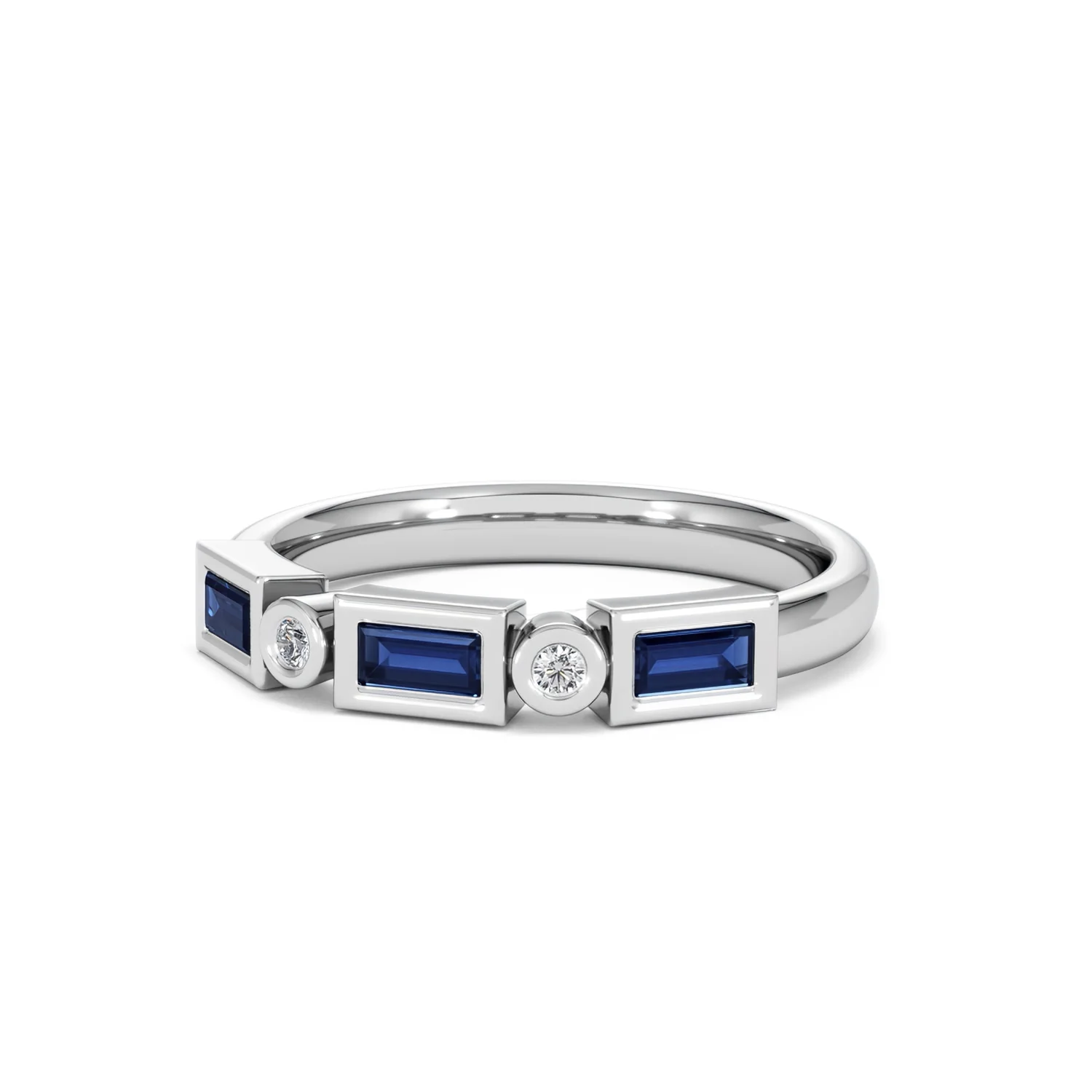 Forme 0.48ct Baguette Cut Lab Sapphire 5 Stone Ring in Sterling Silver - Image 82