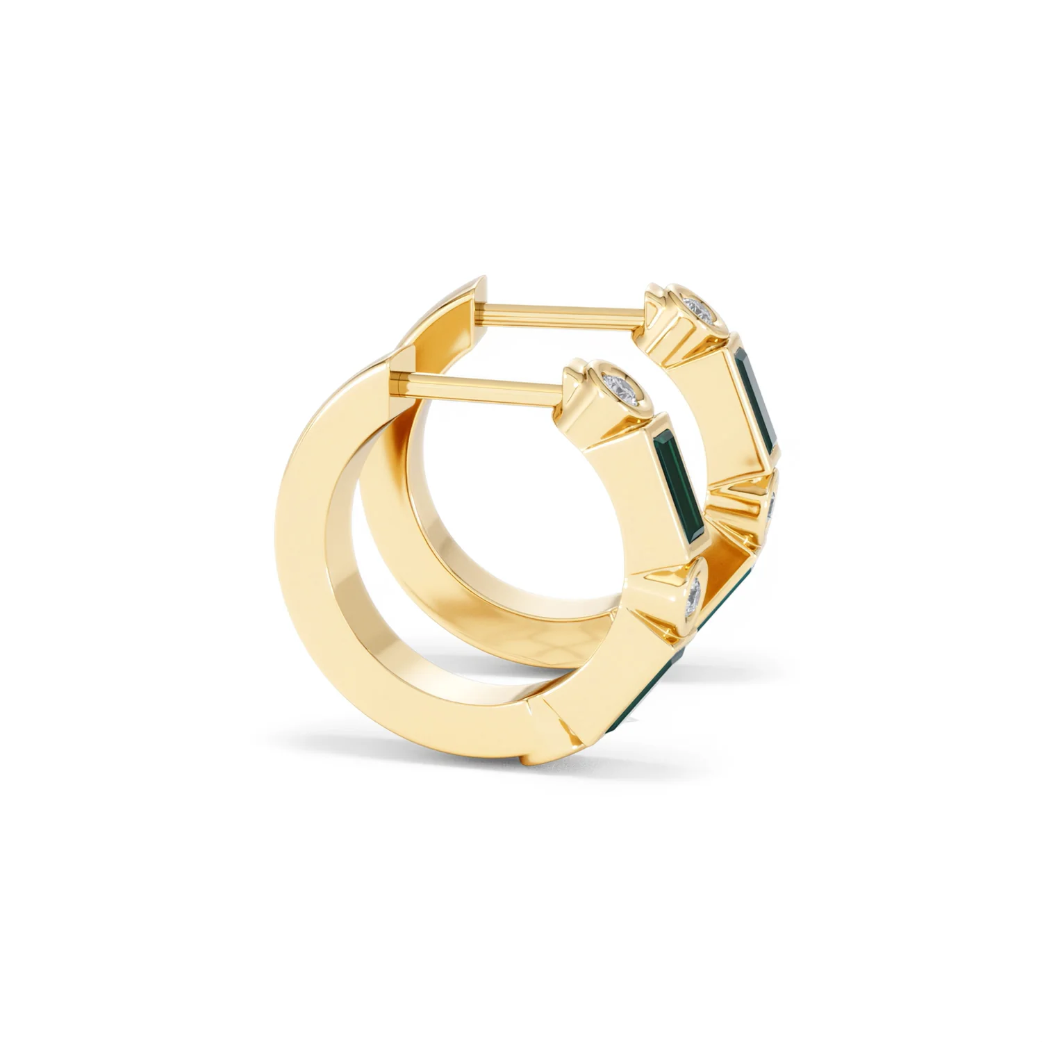 Forme 0.52ct Baguette Cut Lab Emerald Huggie Earrings in 18K Gold Vermeil - Image 24
