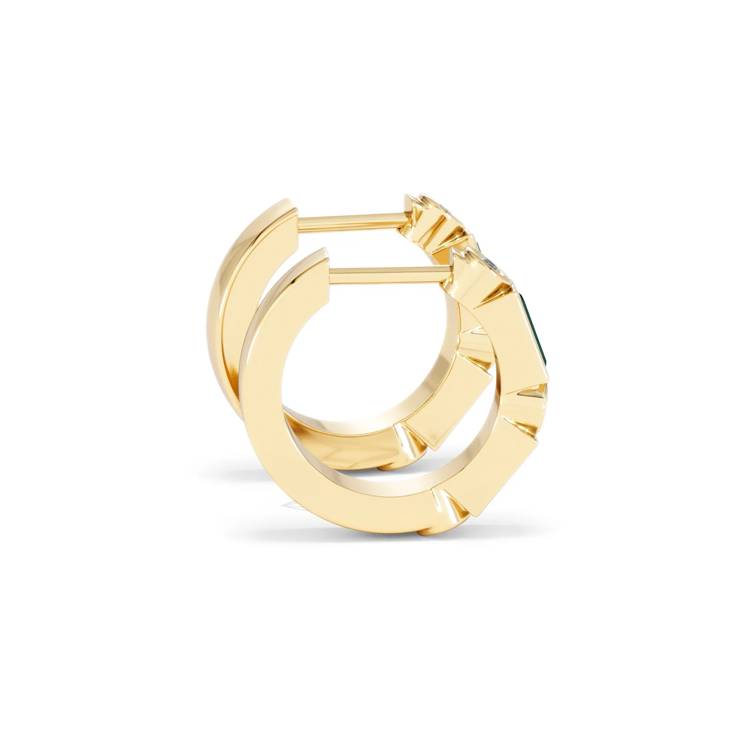 Forme 0.52ct Baguette Cut Lab Emerald Huggie Earrings in 18K Gold Vermeil - Image 29