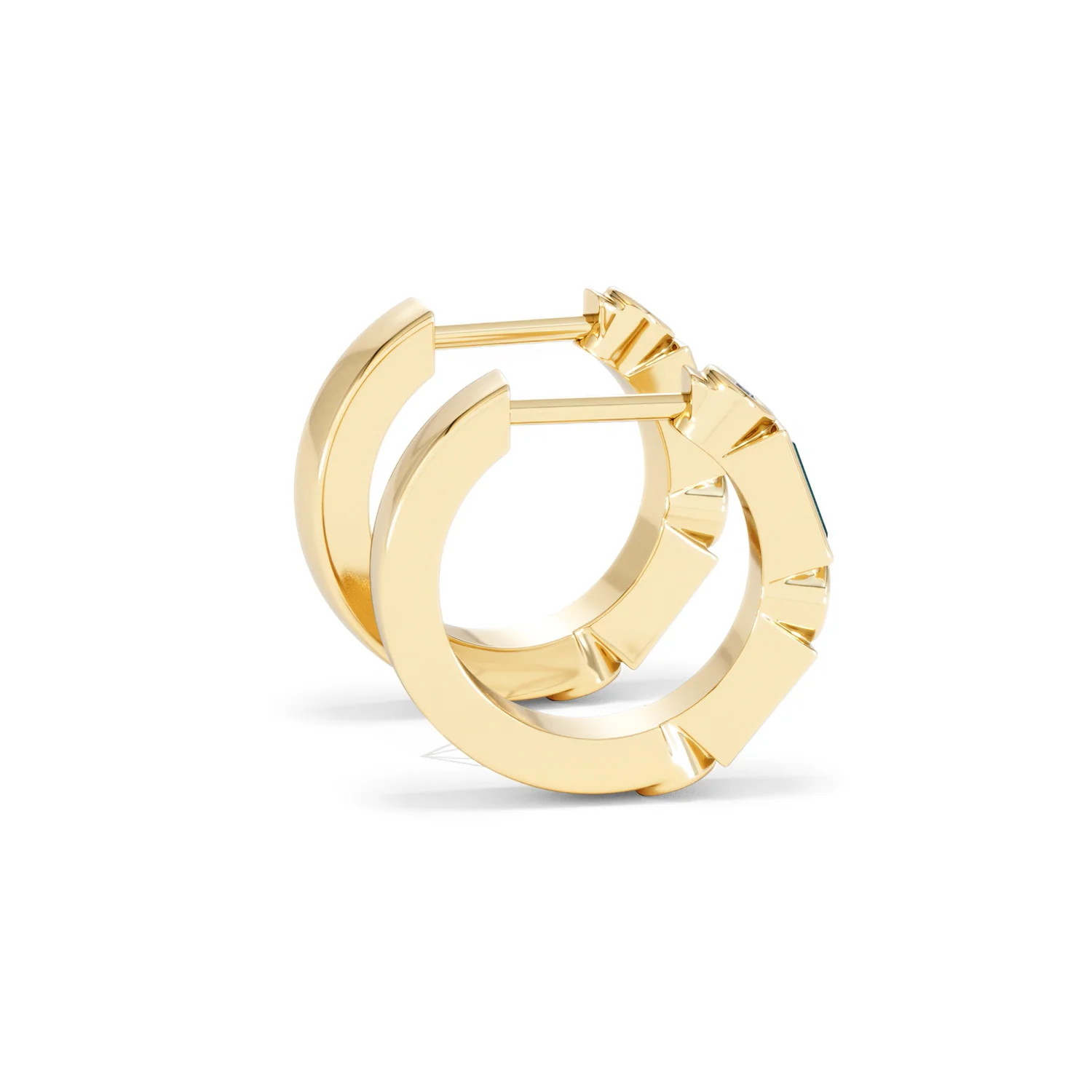 Forme 0.52ct Baguette Cut Lab Emerald Huggie Earrings in 18K Gold Vermeil - Image 30