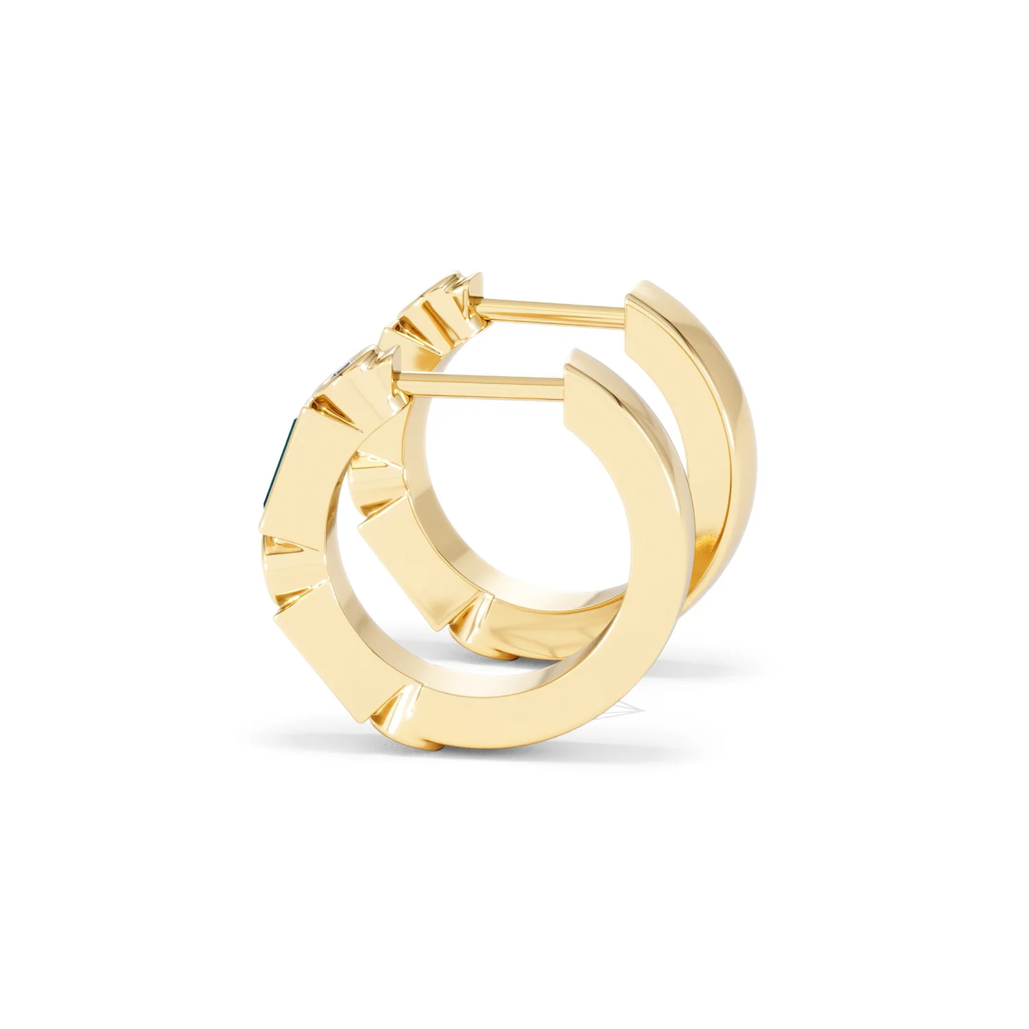 Forme 0.52ct Baguette Cut Lab Emerald Huggie Earrings in 18K Gold Vermeil - Image 64