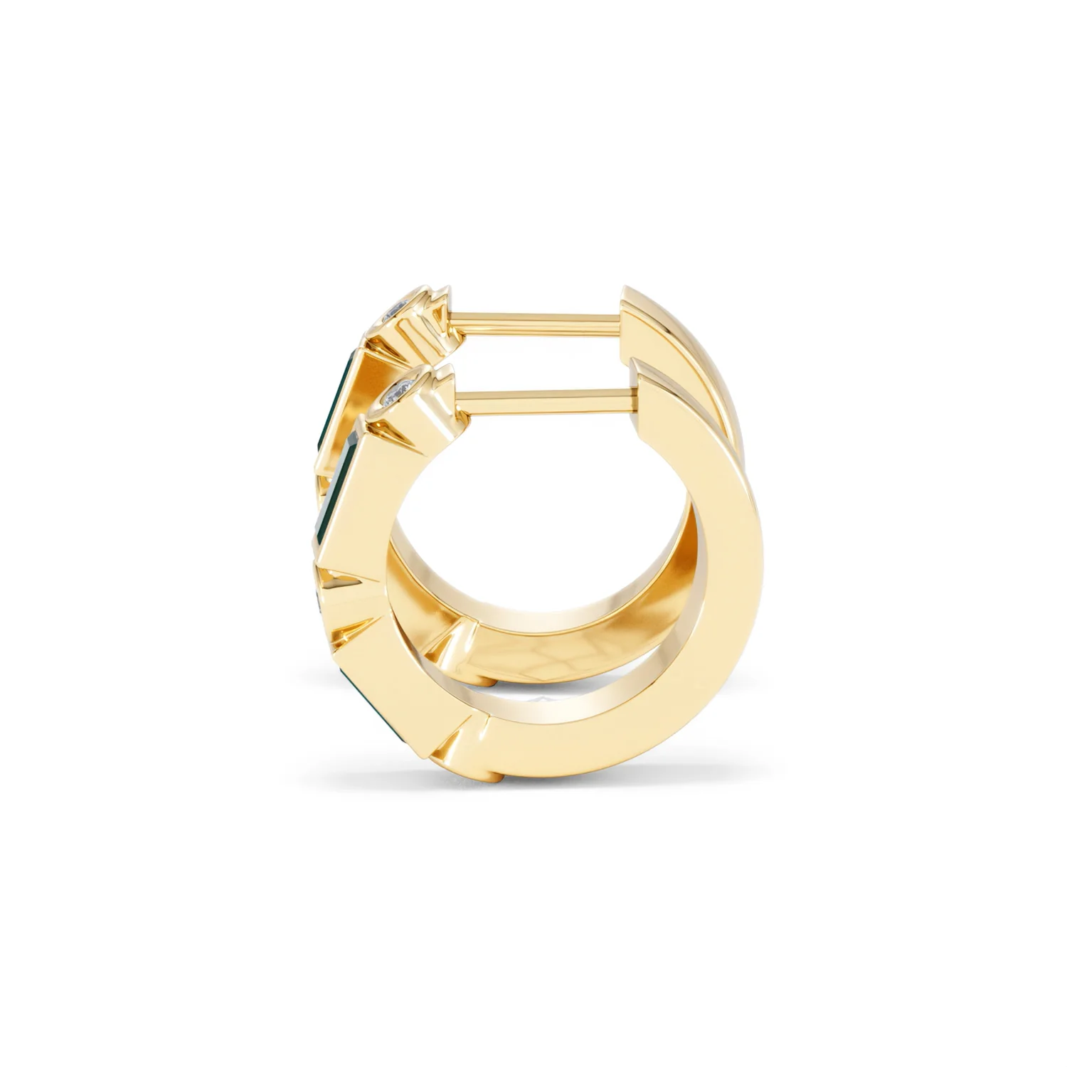 Forme 0.52ct Baguette Cut Lab Emerald Huggie Earrings in 18K Gold Vermeil - Image 67