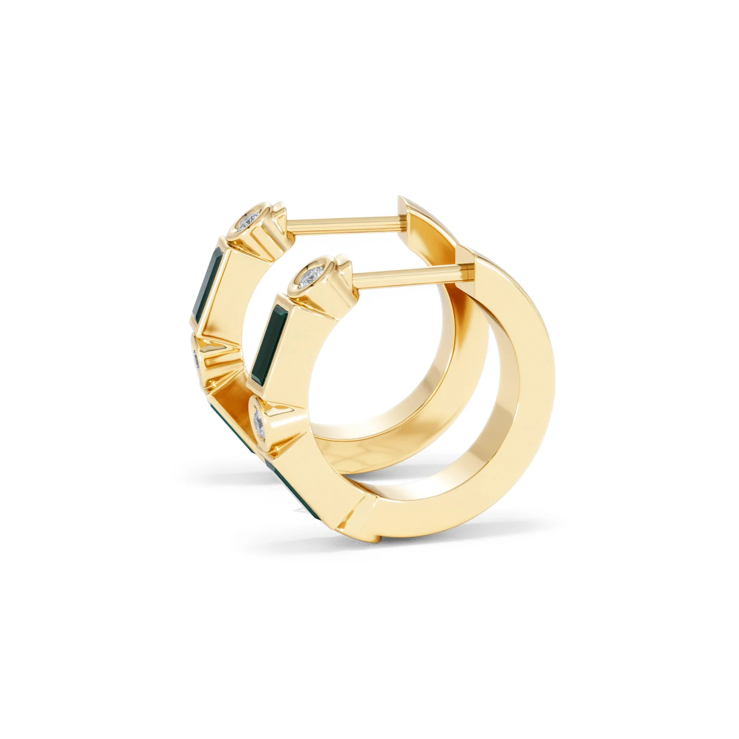 Forme 0.52ct Baguette Cut Lab Emerald Huggie Earrings in 18K Gold Vermeil - Image 70