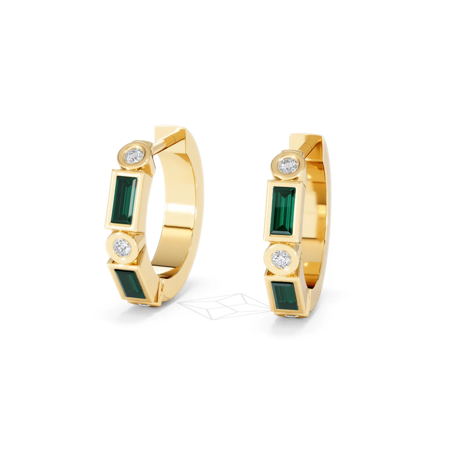 Forme 0.52ct Baguette Cut Lab Emerald Huggie Earrings in 18K Gold Vermeil - Image 83
