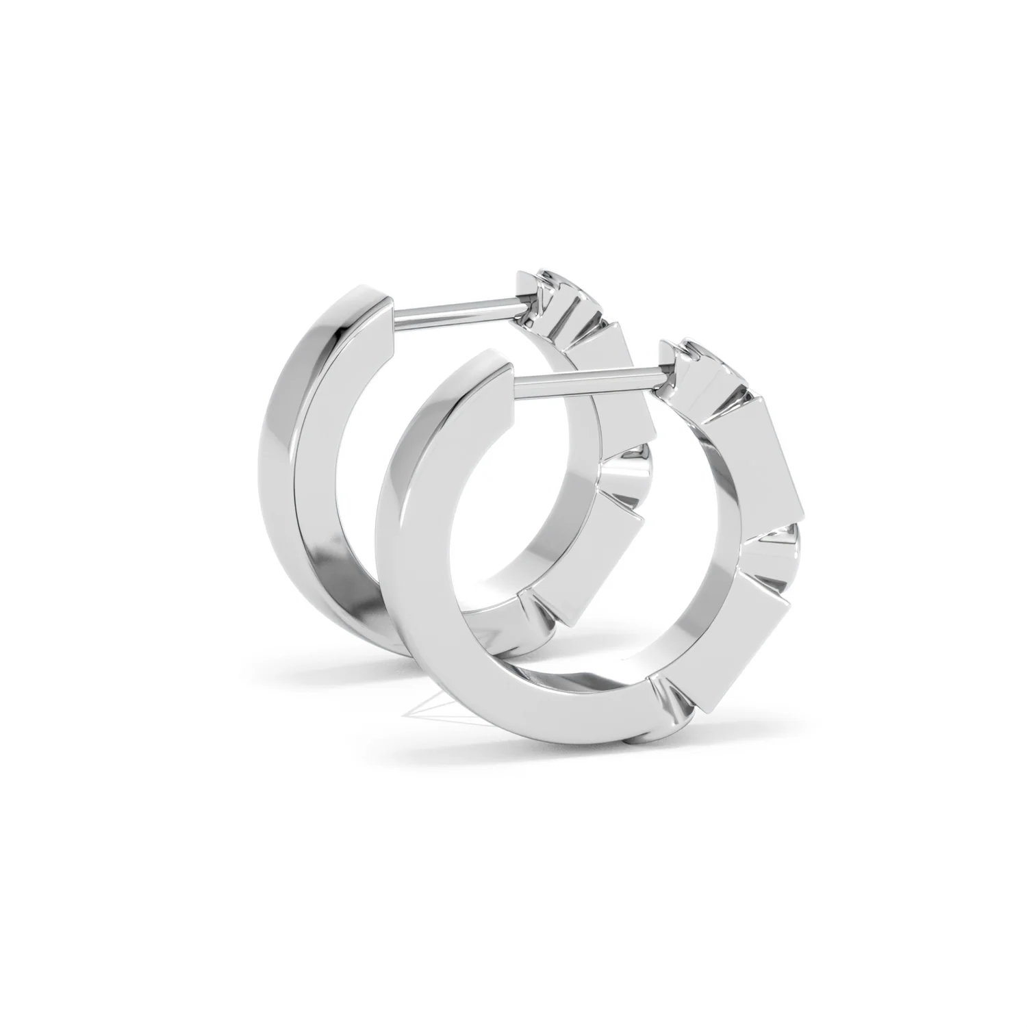 Forme 0.52ct Baguette Cut Lab Emerald Huggie Earrings in Sterling Silver - Image 32