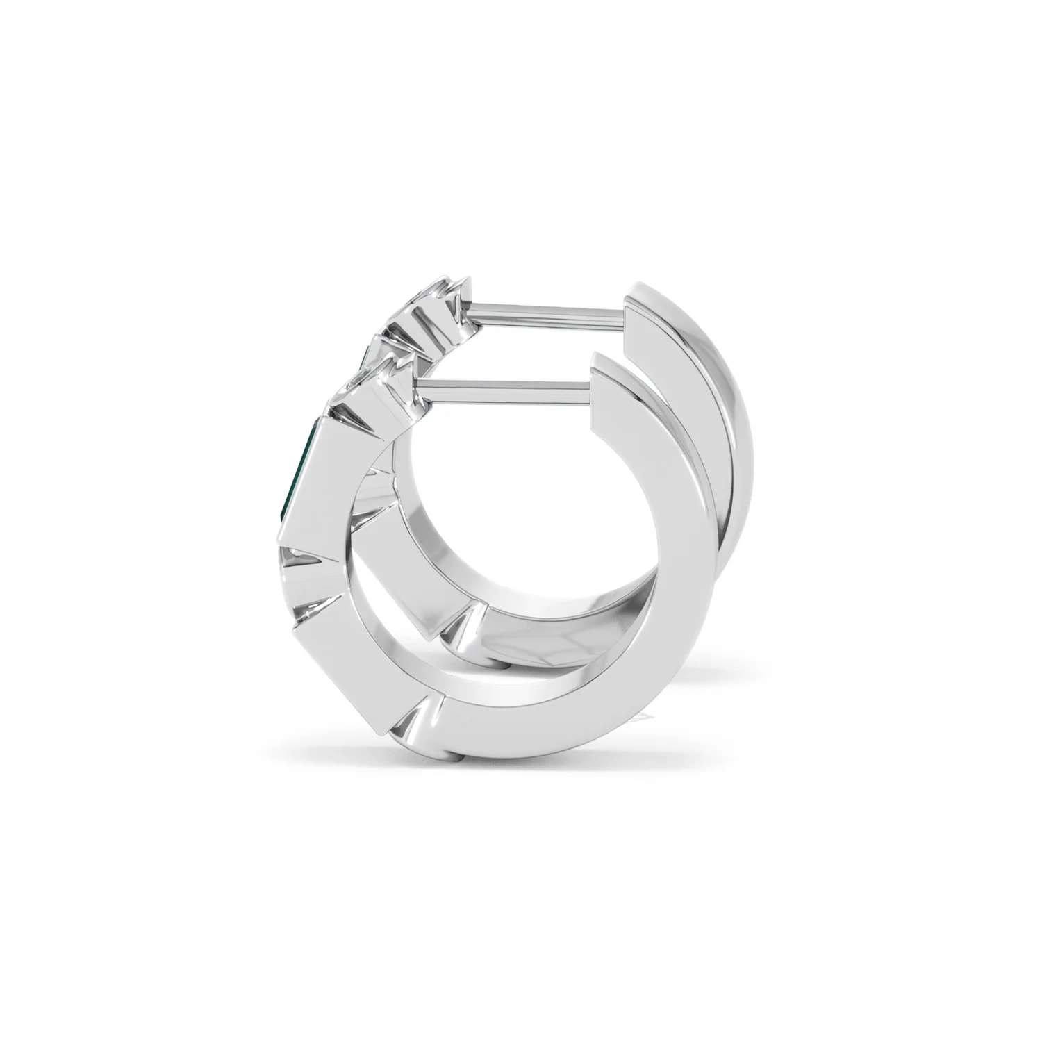 Forme 0.52ct Baguette Cut Lab Emerald Huggie Earrings in Sterling Silver - Image 65