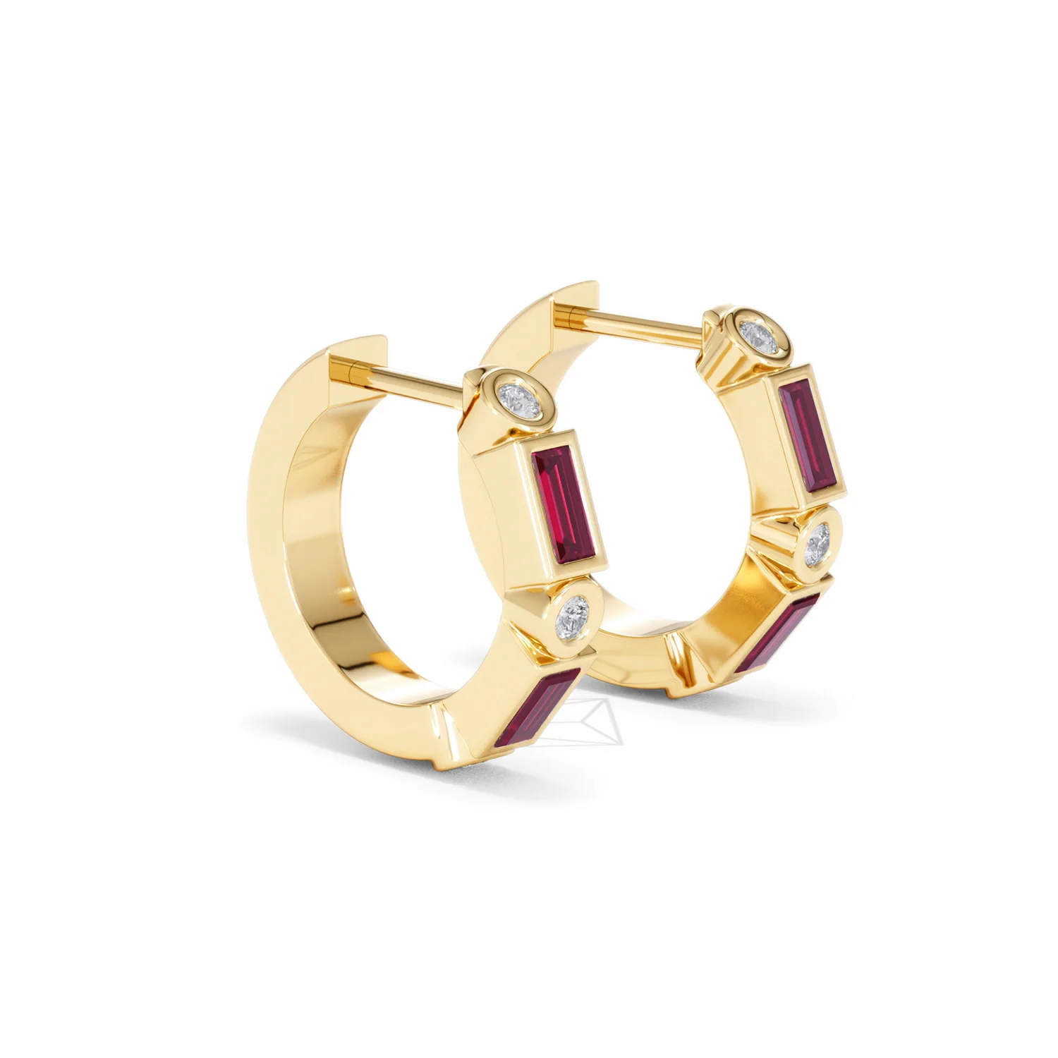 Forme 0.52ct Baguette Cut Lab Ruby Huggie Earrings in 18K Gold Vermeil - Image 18
