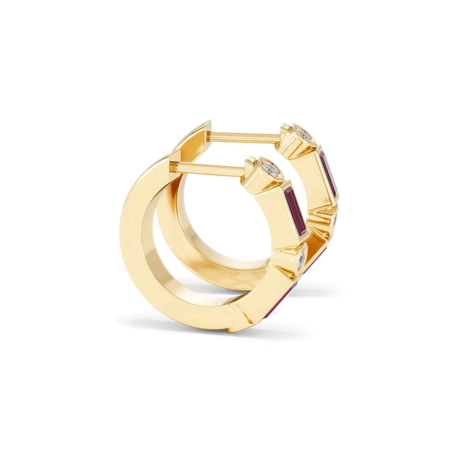 Forme 0.52ct Baguette Cut Lab Ruby Huggie Earrings in 18K Gold Vermeil - Image 24