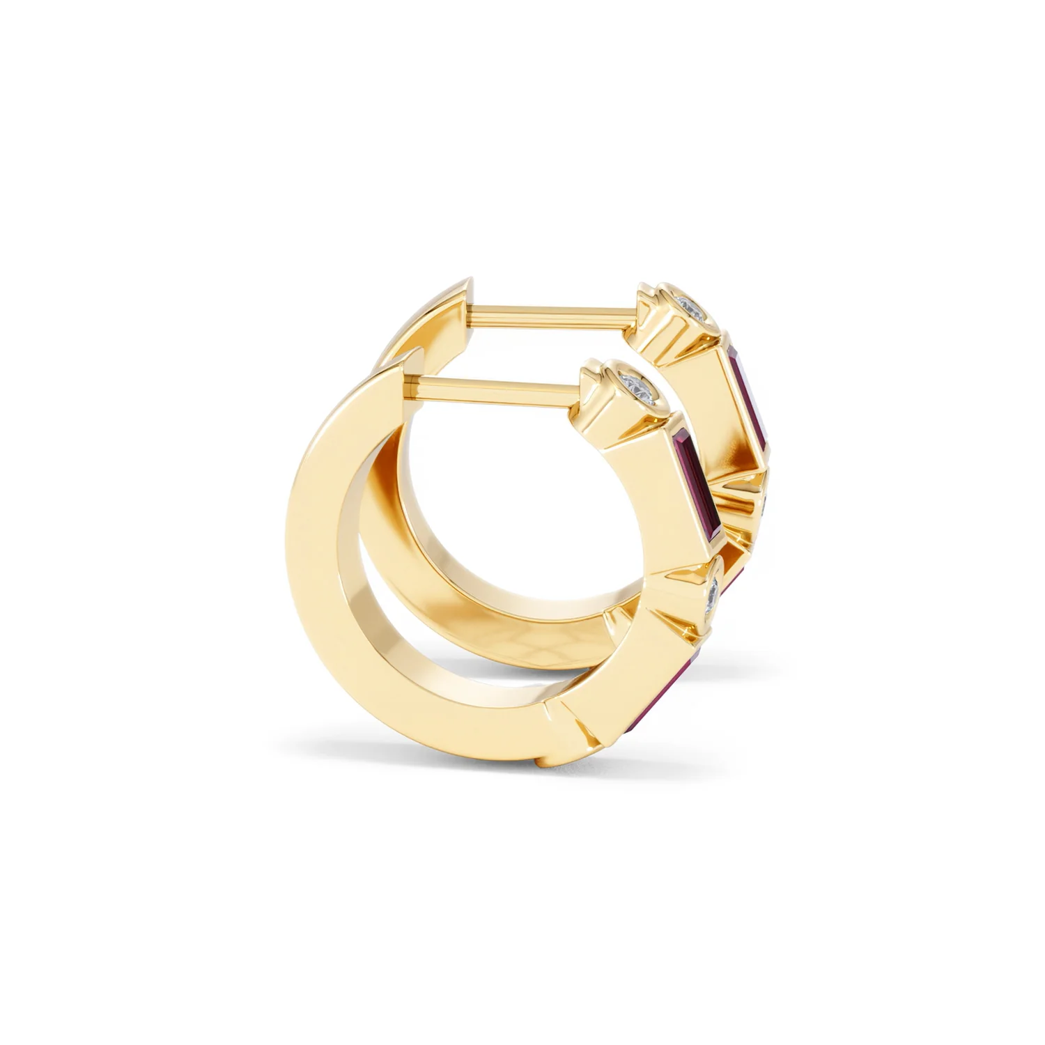 Forme 0.52ct Baguette Cut Lab Ruby Huggie Earrings in 18K Gold Vermeil - Image 25