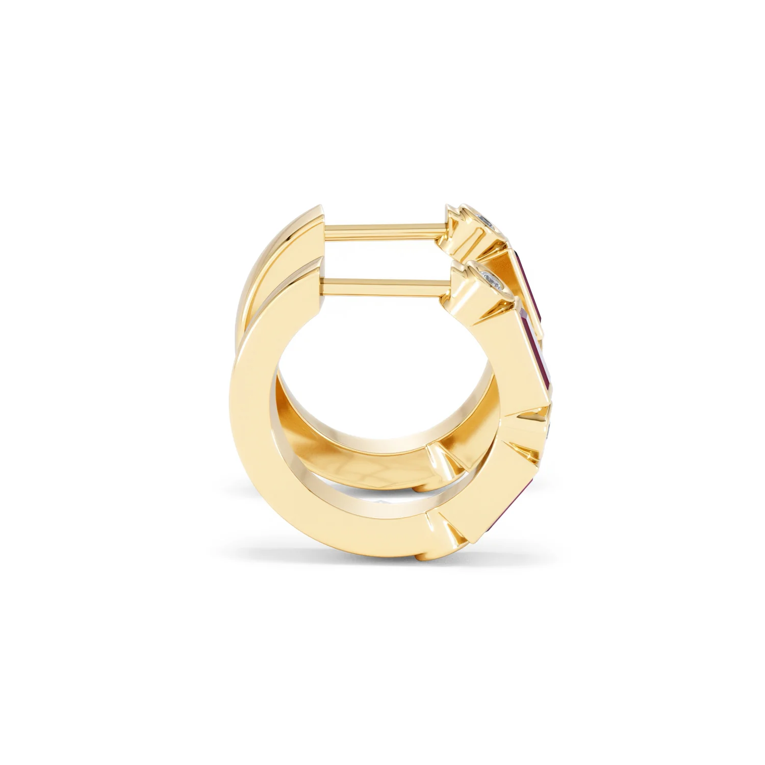 Forme 0.52ct Baguette Cut Lab Ruby Huggie Earrings in 18K Gold Vermeil - Image 27