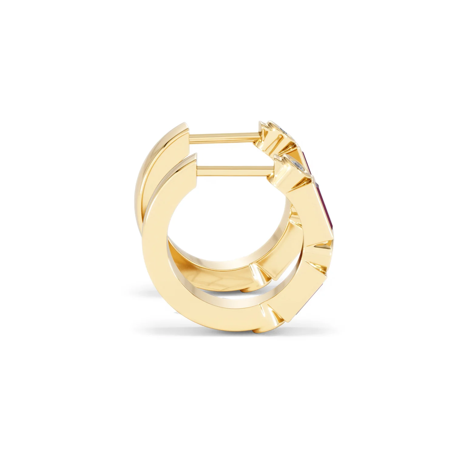 Forme 0.52ct Baguette Cut Lab Ruby Huggie Earrings in 18K Gold Vermeil - Image 28