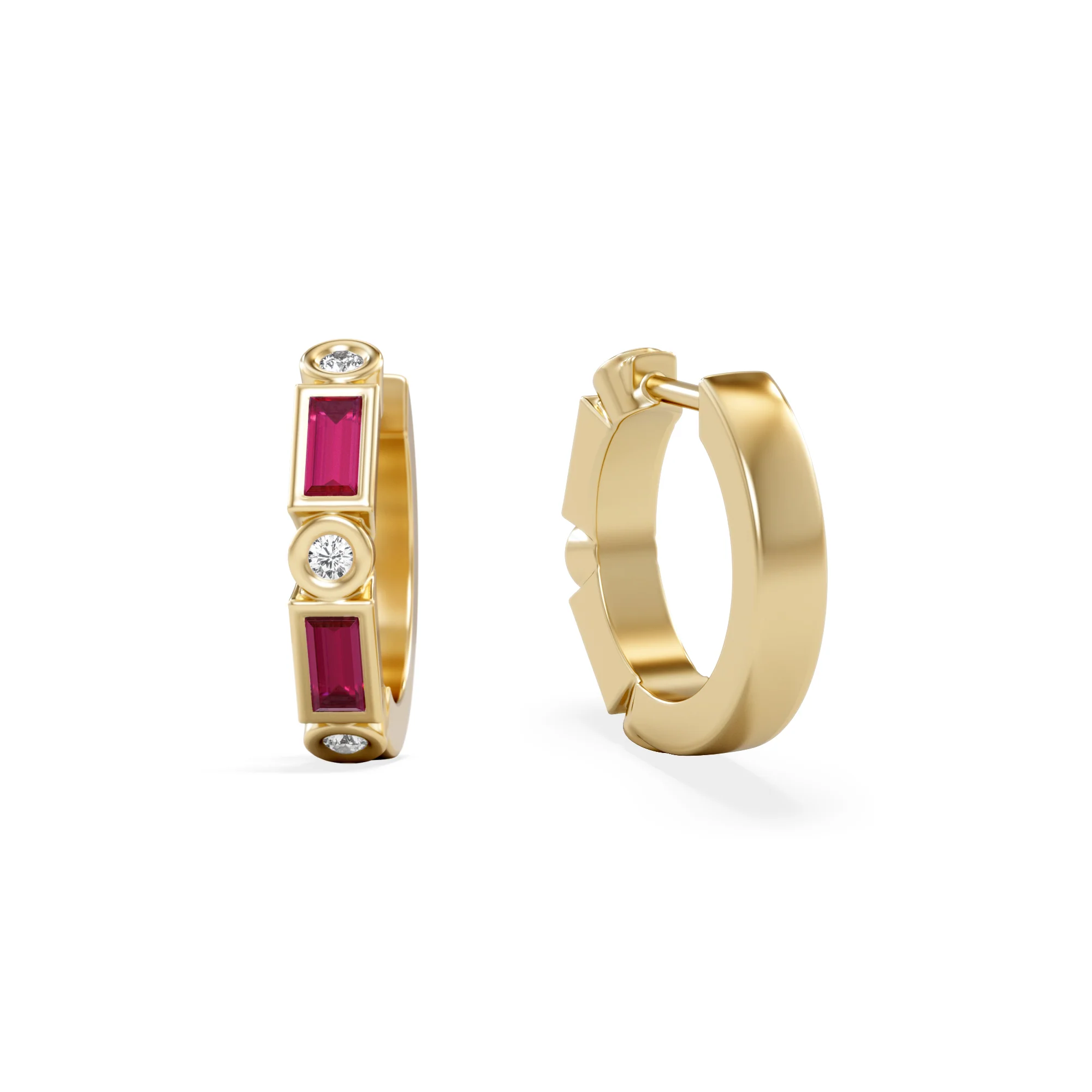 Forme 0.52ct Baguette Cut Lab Ruby Huggie Earrings in 18K Gold Vermeil - Image 3