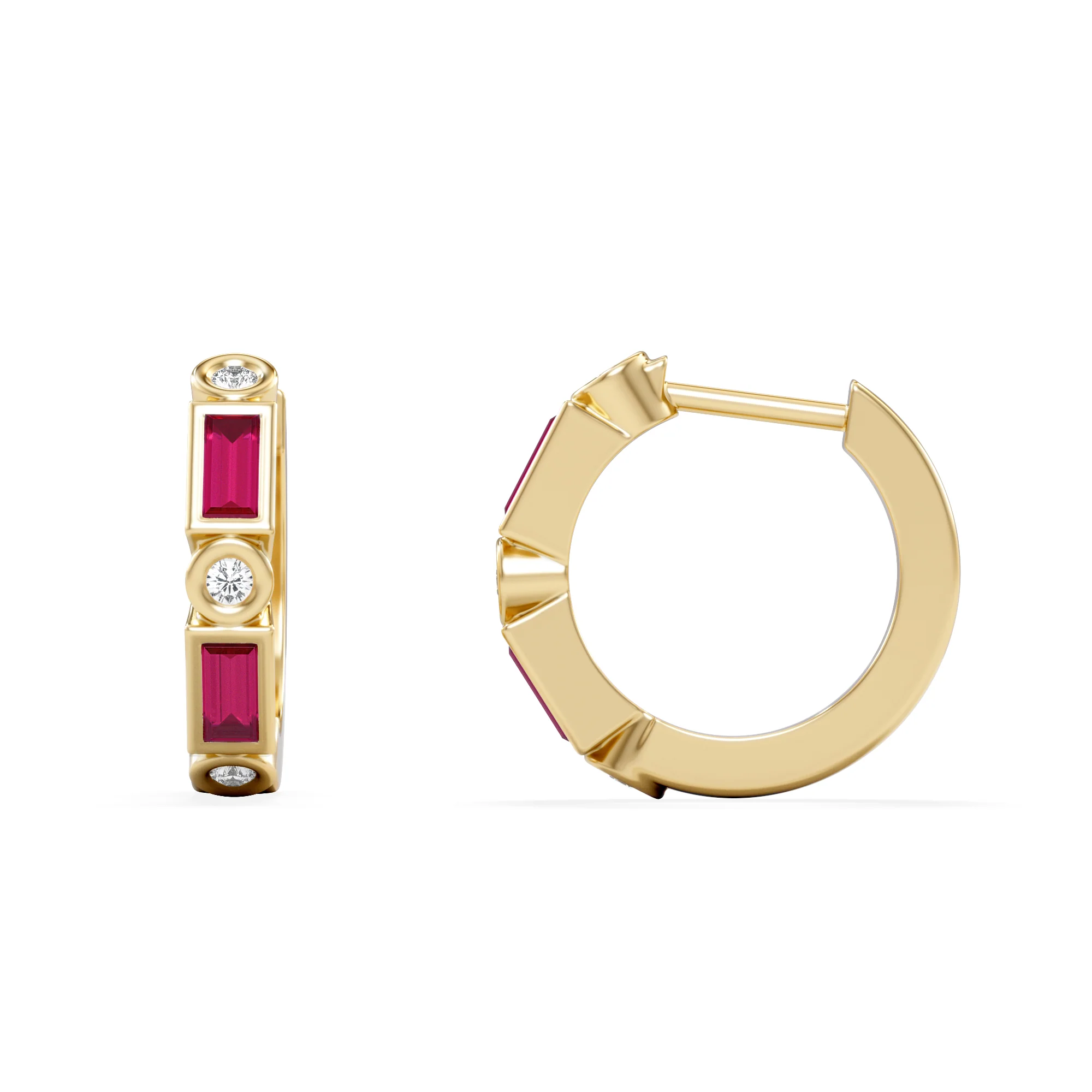 Forme 0.52ct Baguette Cut Lab Ruby Huggie Earrings in 18K Gold Vermeil - Image 6