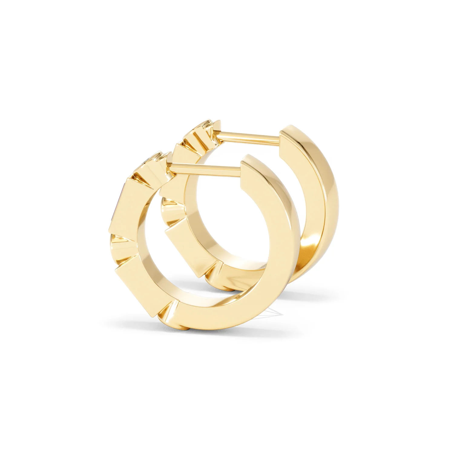Forme 0.52ct Baguette Cut Lab Ruby Huggie Earrings in 18K Gold Vermeil - Image 63