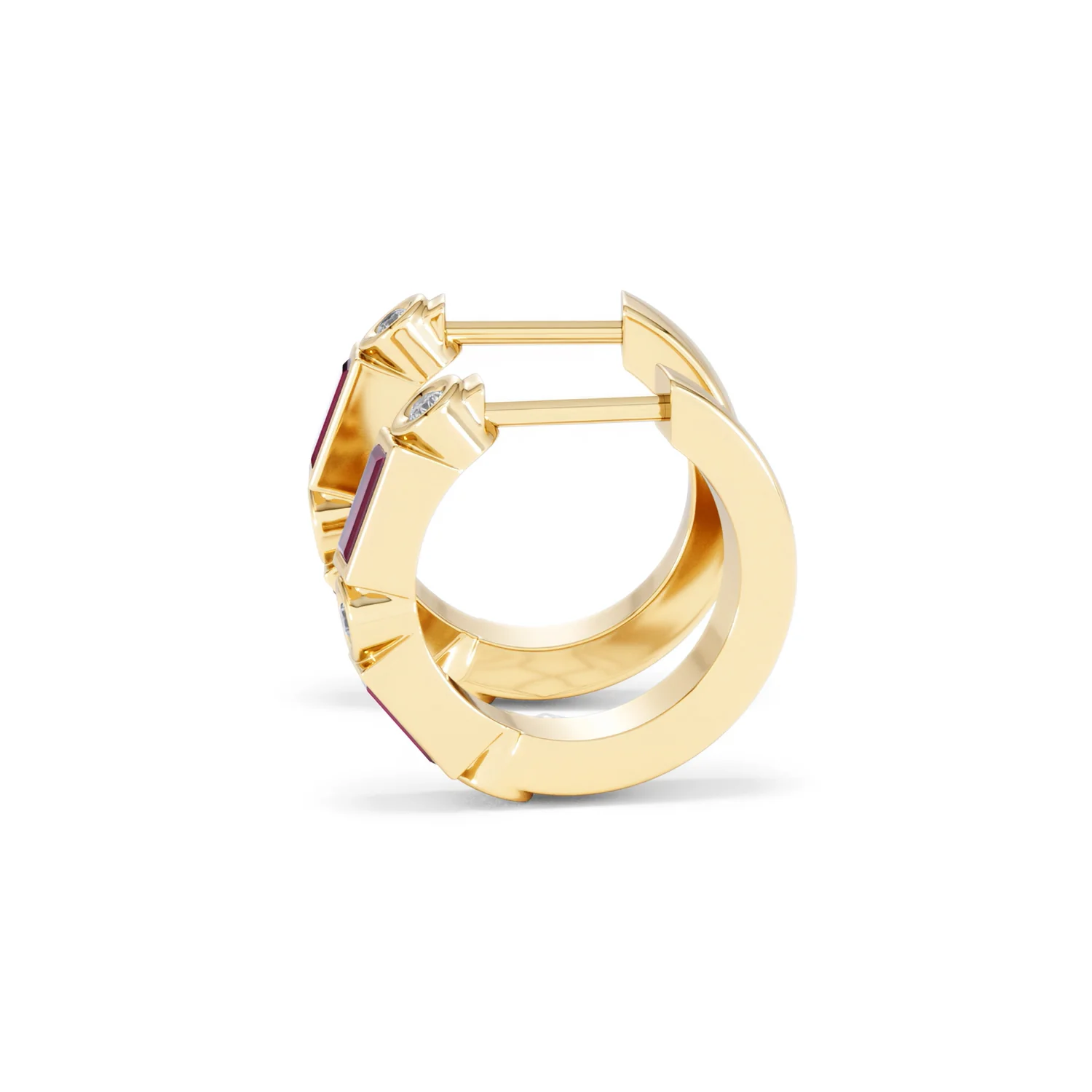 Forme 0.52ct Baguette Cut Lab Ruby Huggie Earrings in 18K Gold Vermeil - Image 68