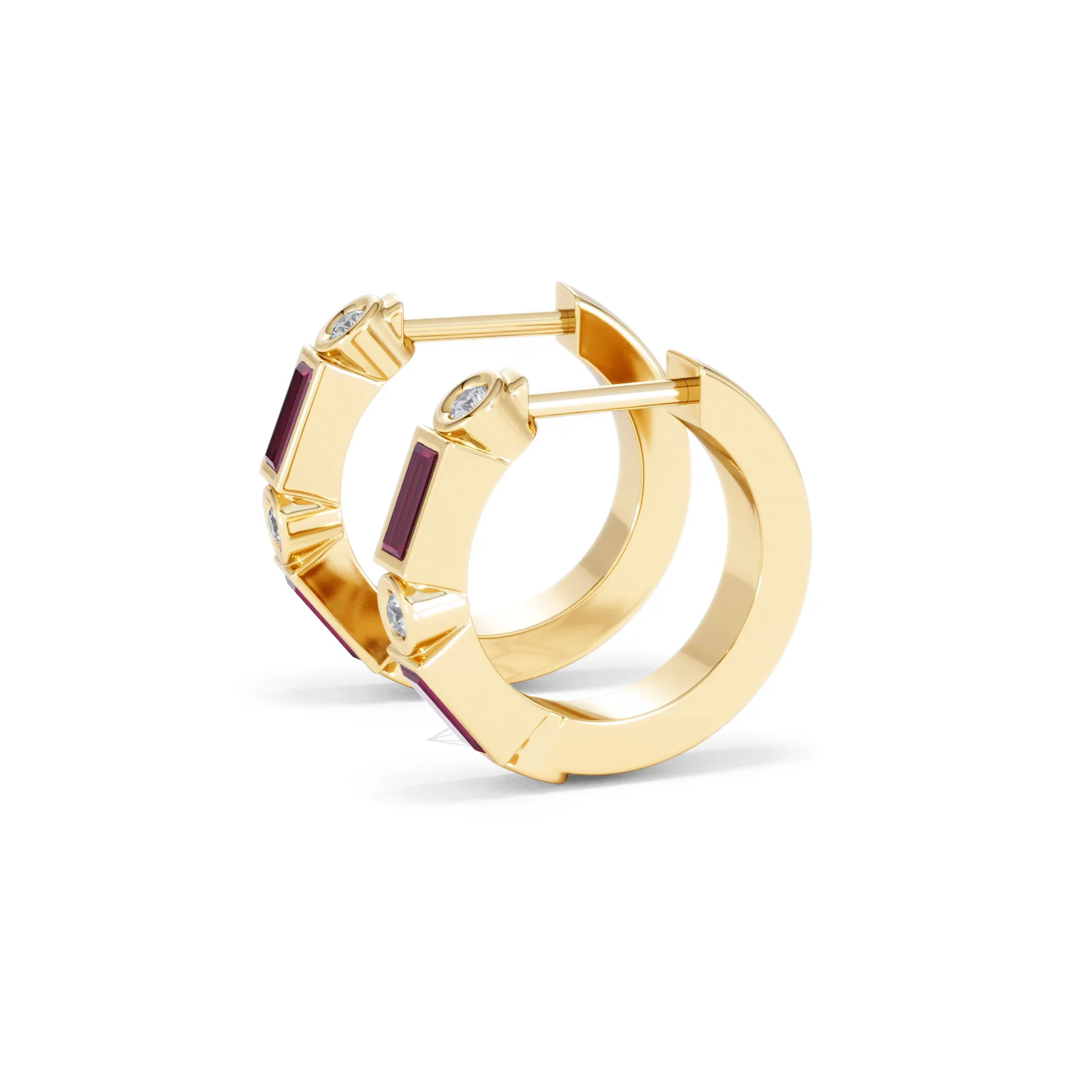 Forme 0.52ct Baguette Cut Lab Ruby Huggie Earrings in 18K Gold Vermeil - Image 71