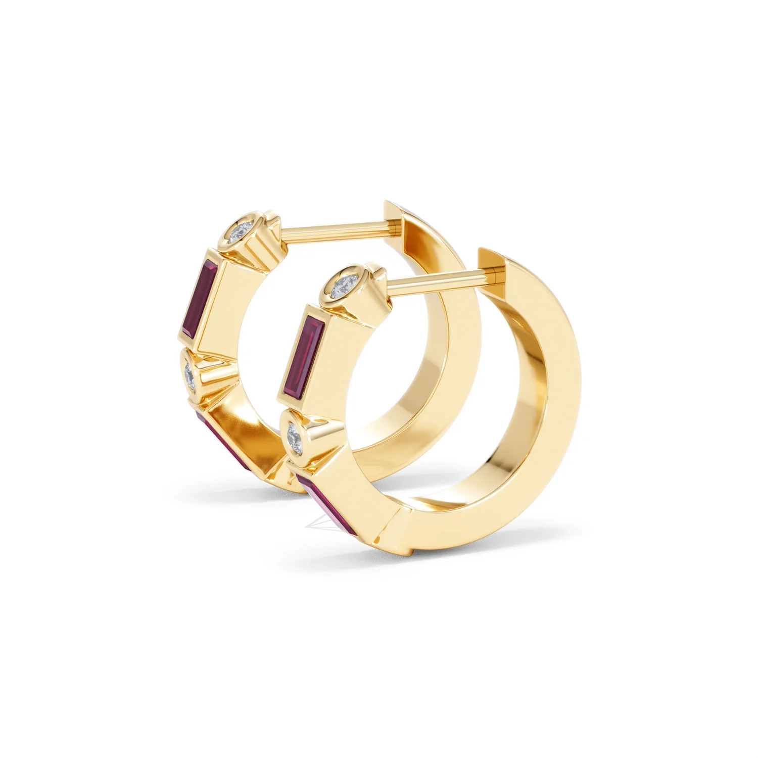 Forme 0.52ct Baguette Cut Lab Ruby Huggie Earrings in 18K Gold Vermeil - Image 72