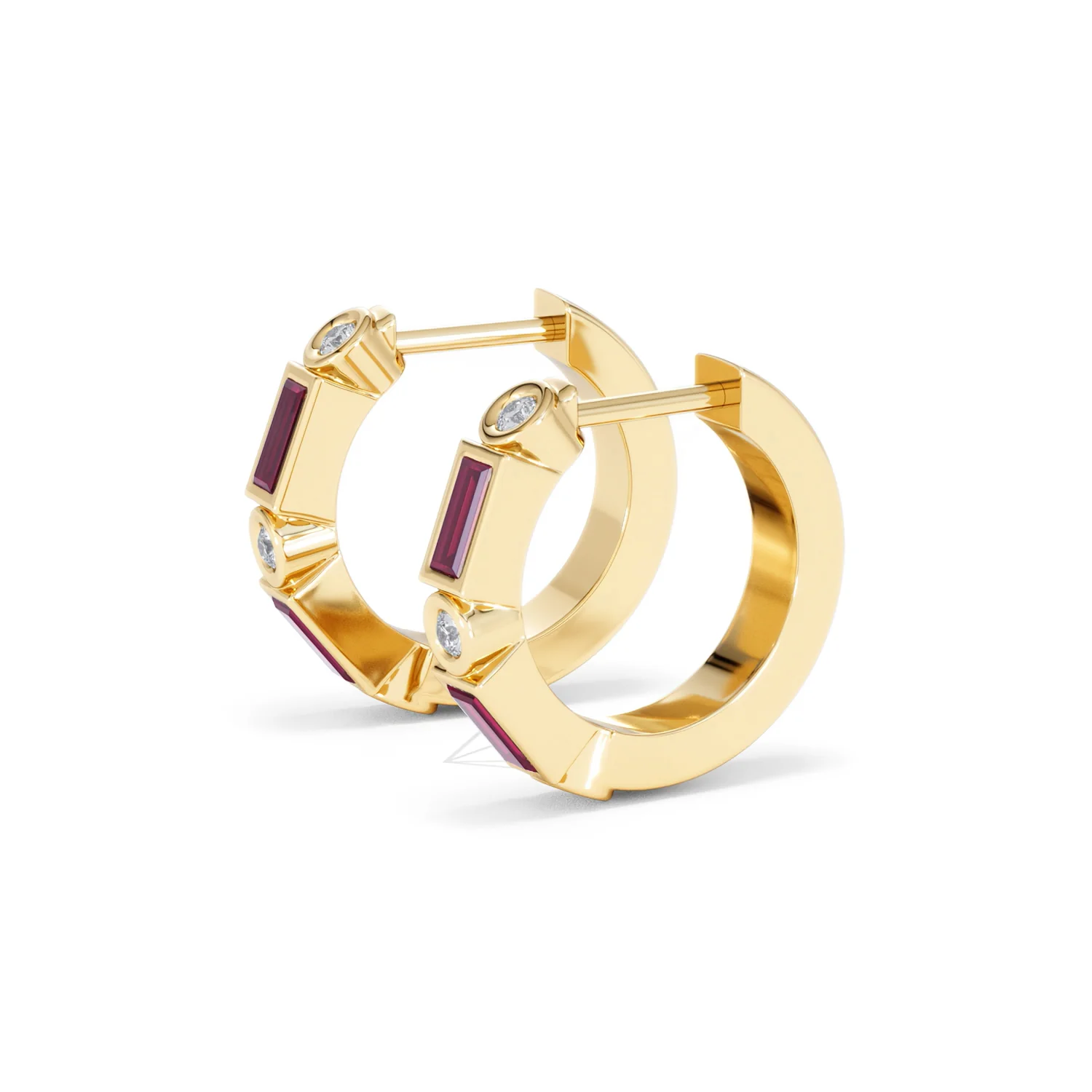 Forme 0.52ct Baguette Cut Lab Ruby Huggie Earrings in 18K Gold Vermeil - Image 73