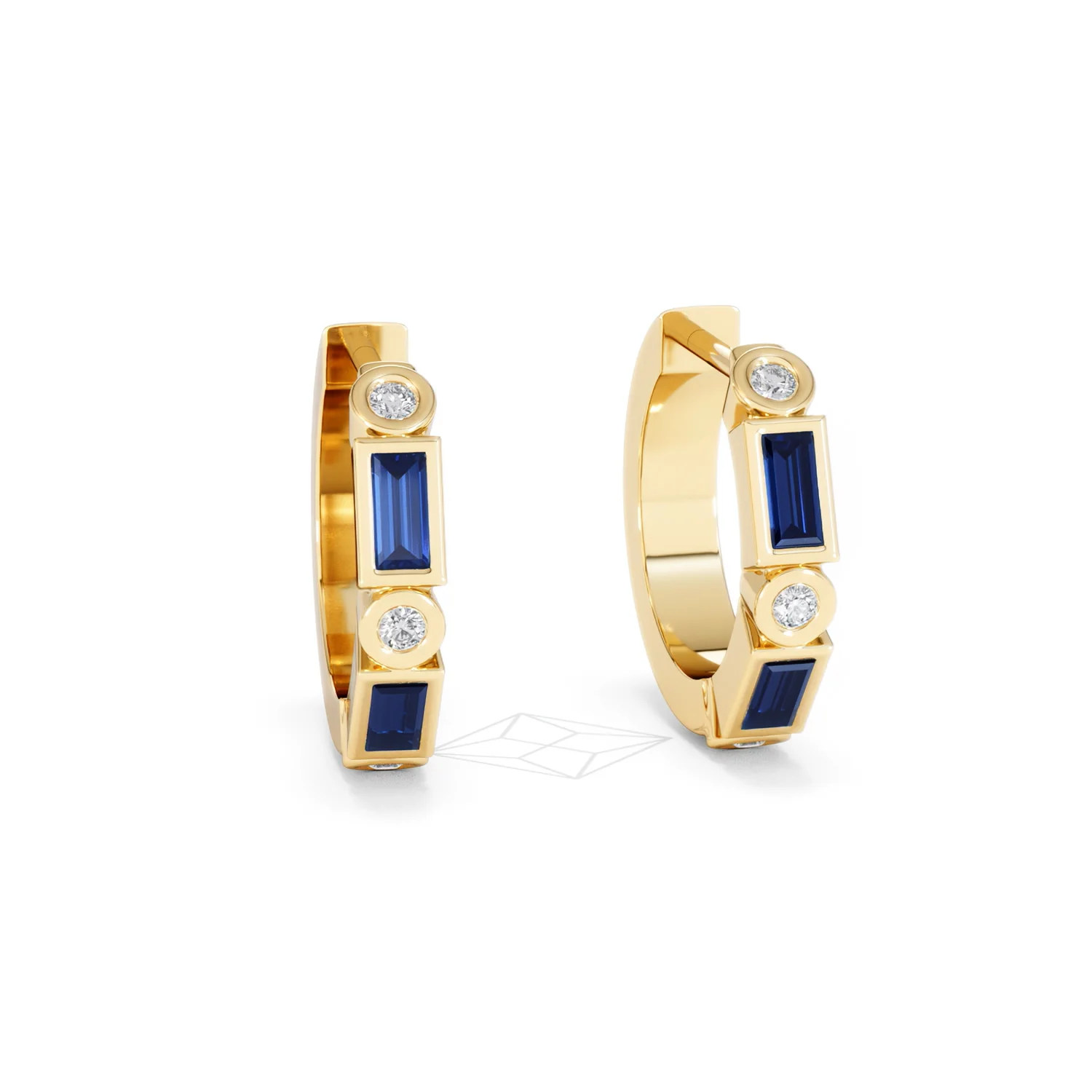 Forme 0.52ct Baguette Cut Lab Sapphire Huggie Earrings in 18K Gold Vermeil - Image 10