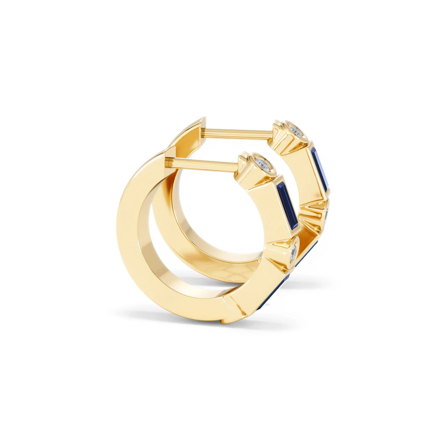 Forme 0.52ct Baguette Cut Lab Sapphire Huggie Earrings in 18K Gold Vermeil - Image 24