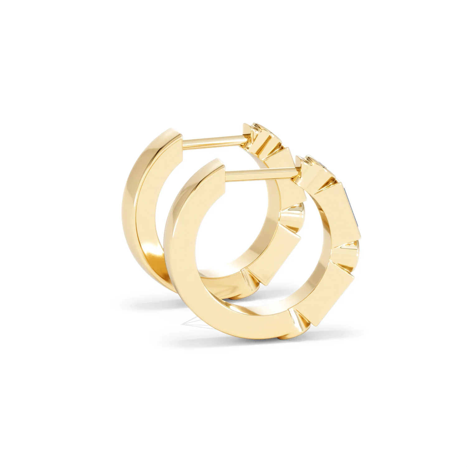Forme 0.52ct Baguette Cut Lab Sapphire Huggie Earrings in 18K Gold Vermeil - Image 31