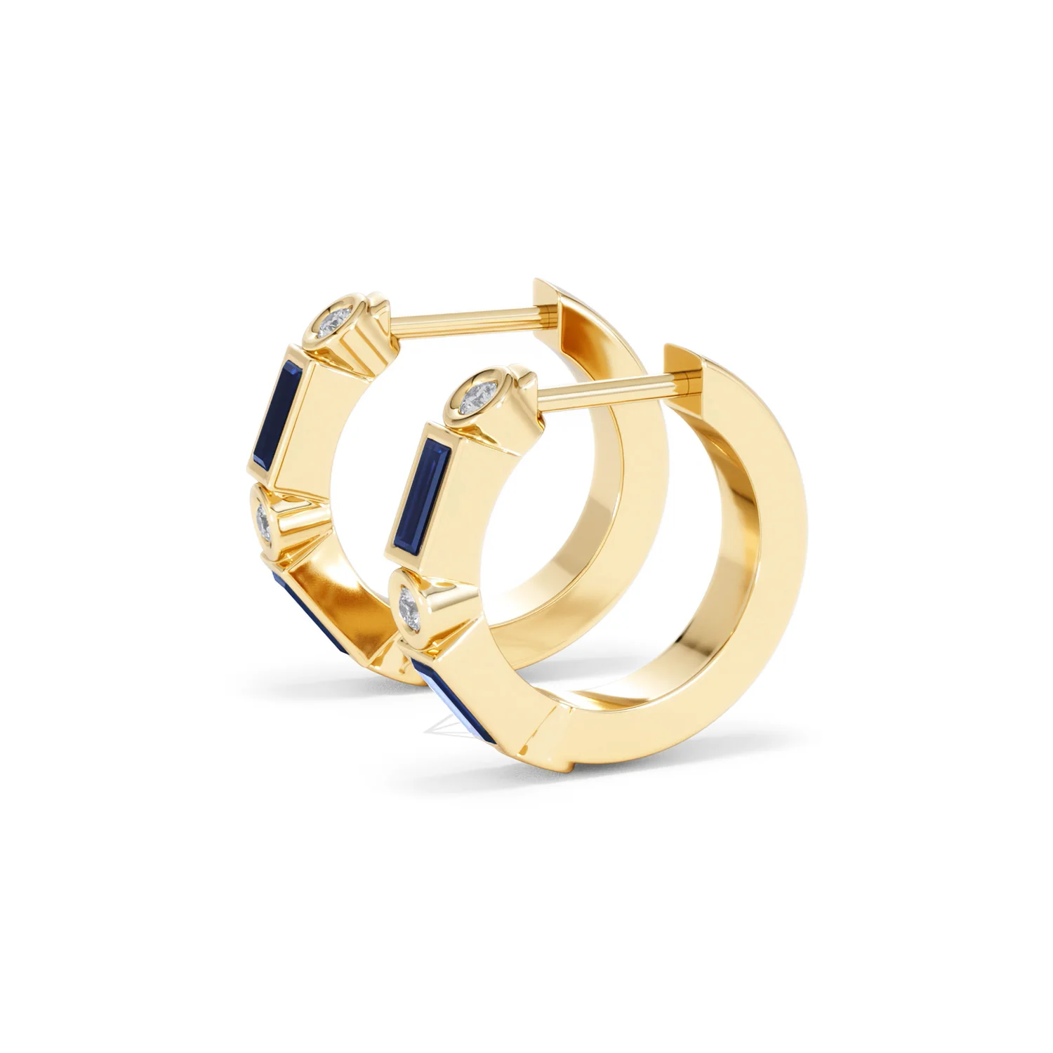 Forme 0.52ct Baguette Cut Lab Sapphire Huggie Earrings in 18K Gold Vermeil - Image 72