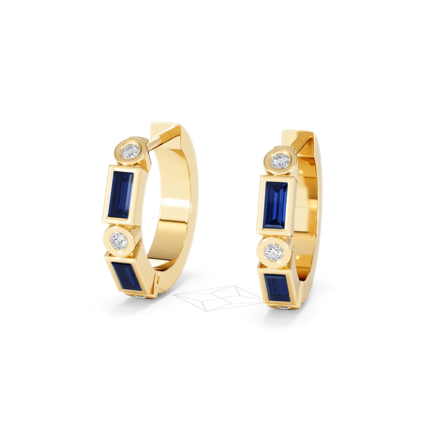 Forme 0.52ct Baguette Cut Lab Sapphire Huggie Earrings in 18K Gold Vermeil - Image 83