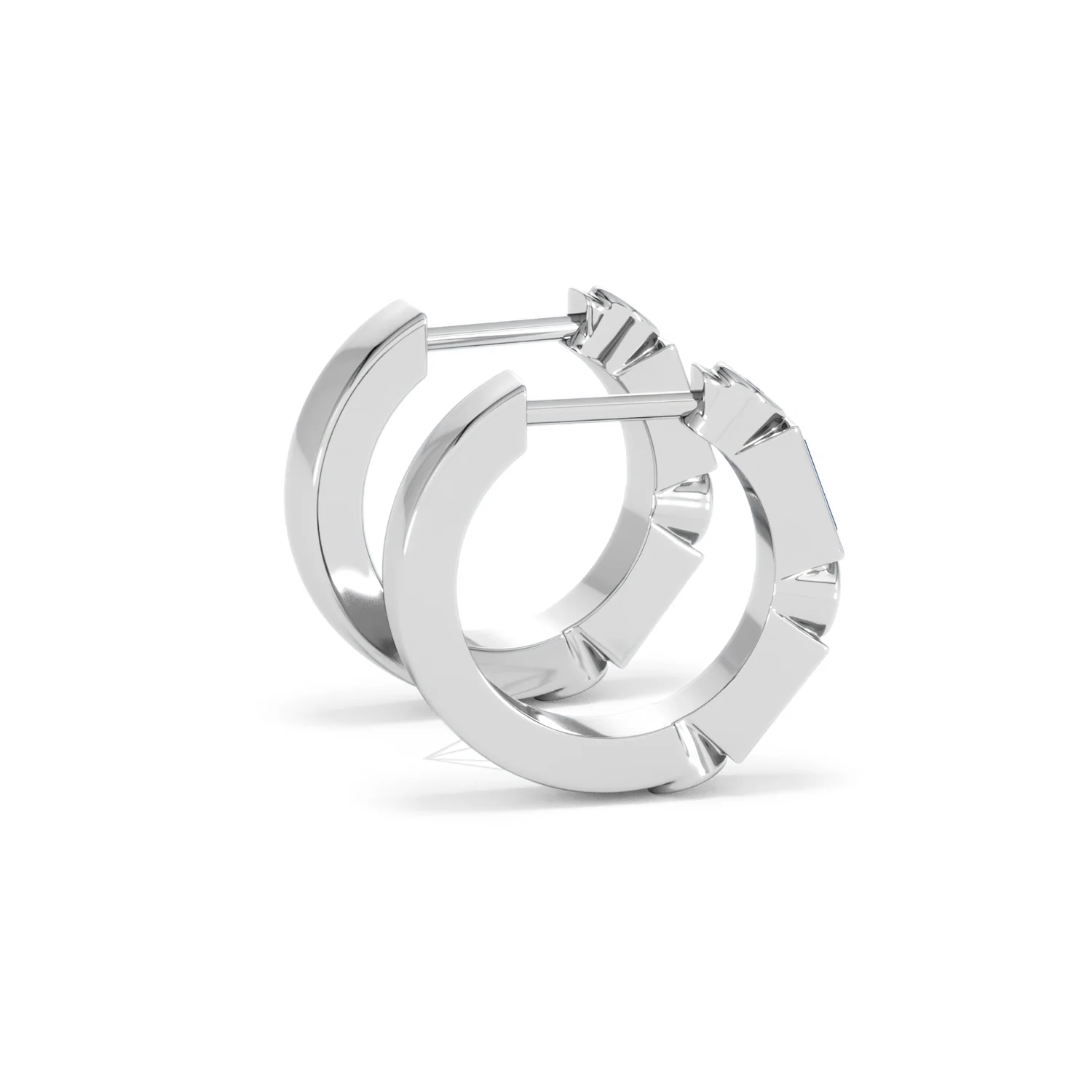Forme 0.52ct Baguette Cut Lab Sapphire Huggie Earrings in Sterling Silver - Image 31