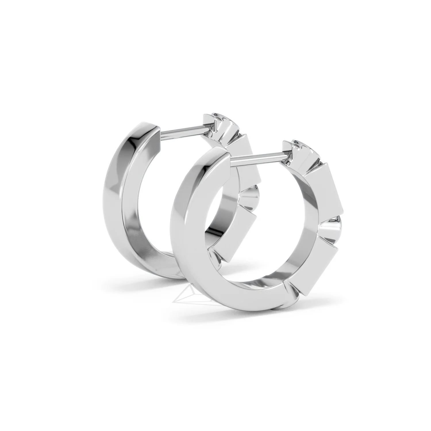 Forme 0.52ct Baguette Cut Lab Sapphire Huggie Earrings in Sterling Silver - Image 34