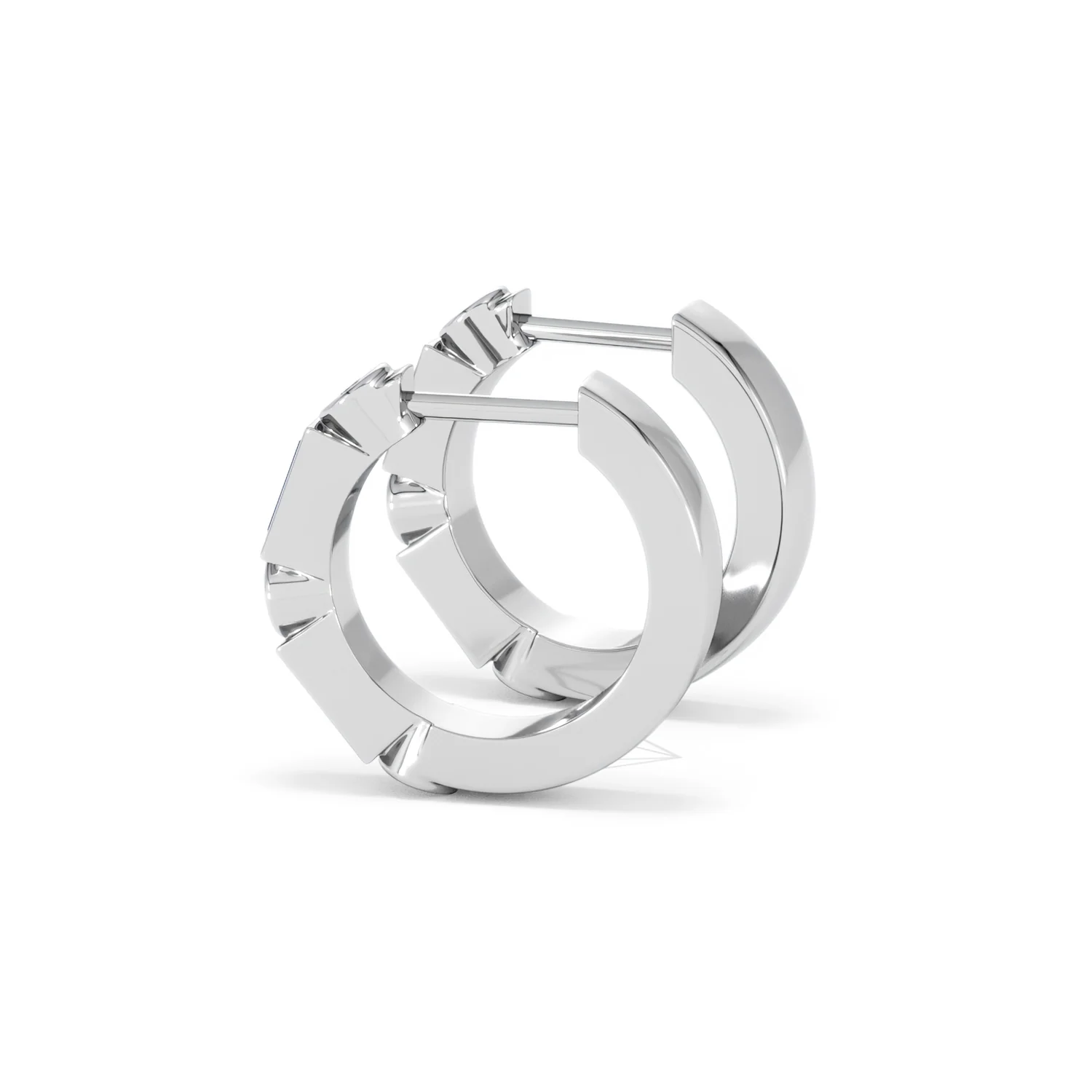 Forme 0.52ct Baguette Cut Lab Sapphire Huggie Earrings in Sterling Silver - Image 63