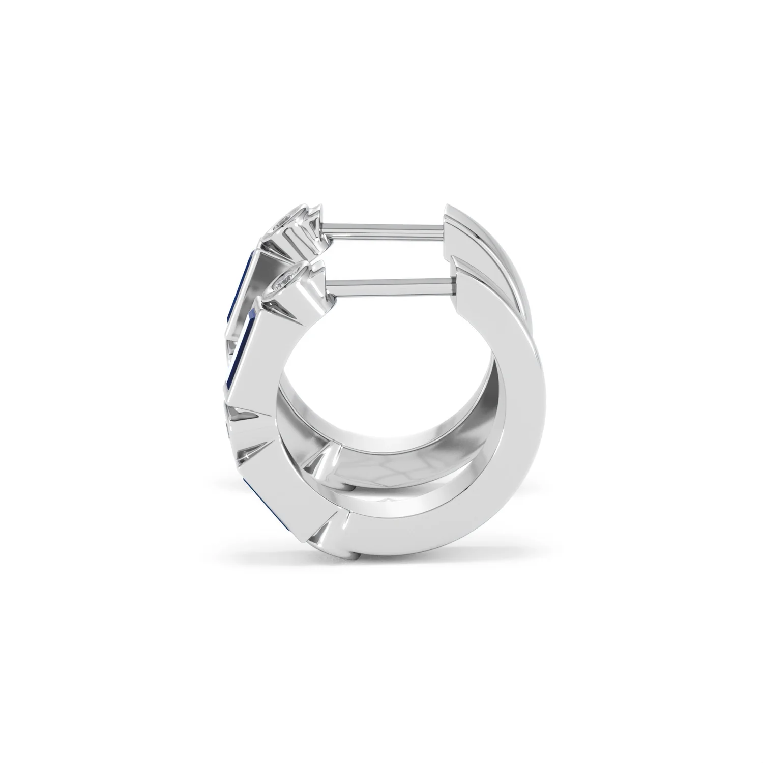 Forme 0.52ct Baguette Cut Lab Sapphire Huggie Earrings in Sterling Silver - Image 67