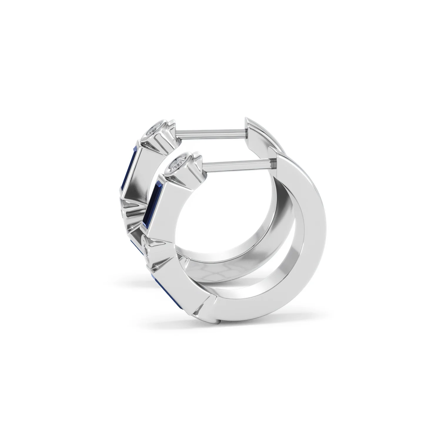 Forme 0.52ct Baguette Cut Lab Sapphire Huggie Earrings in Sterling Silver - Image 69