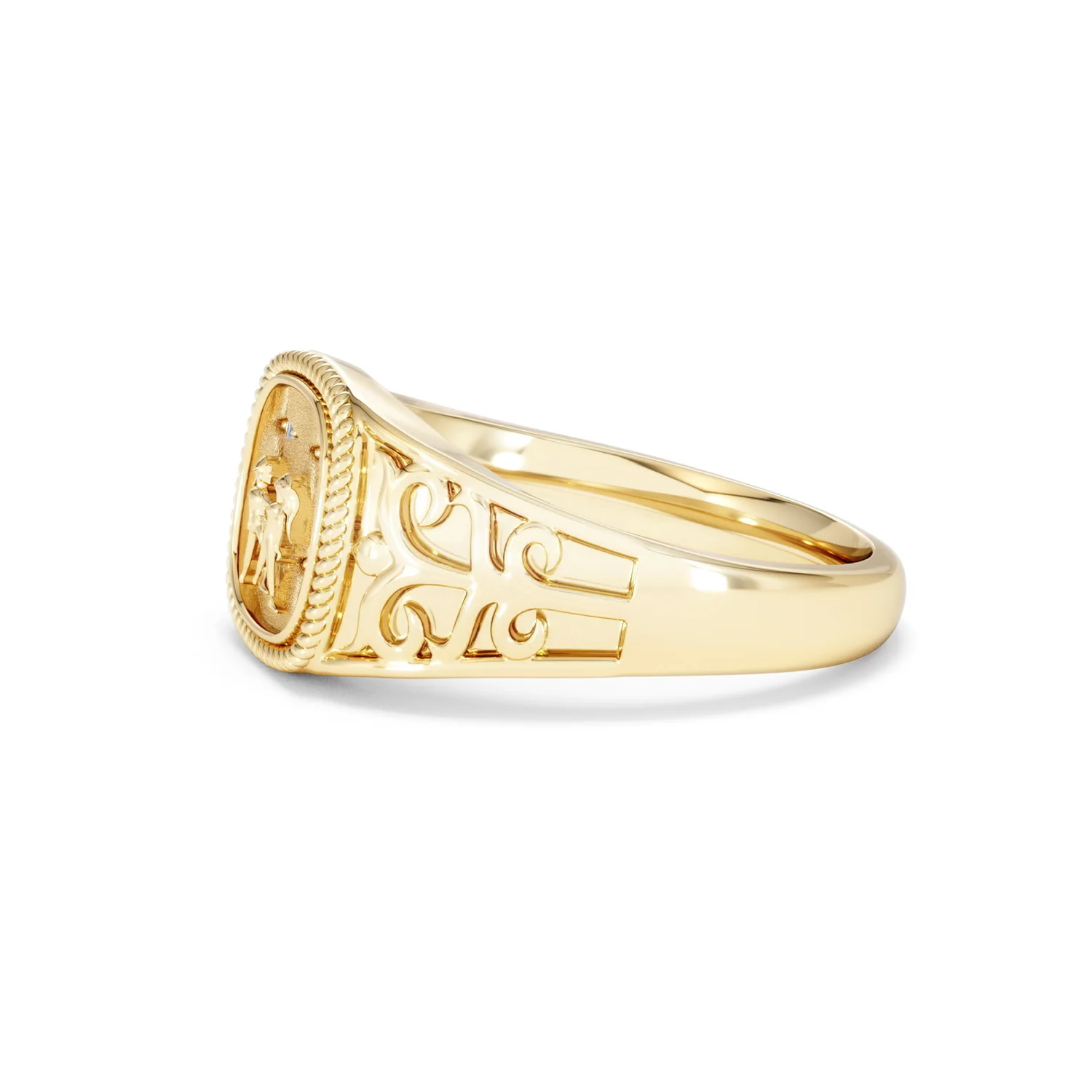 Gemini Zodiac 0.01ct Lab Diamond Signet Ring in 18K Gold Vermeil - Image 71