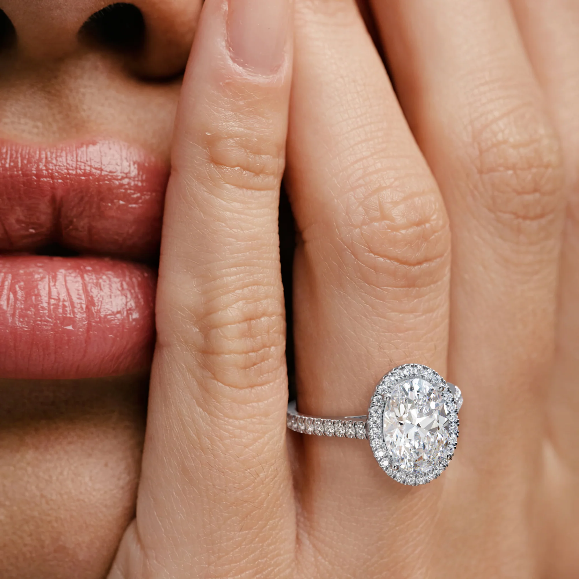 Georgina 3.50ct Lab Diamond Oval Cut Engagement Ring in Platinum G/VS1 - Image 4