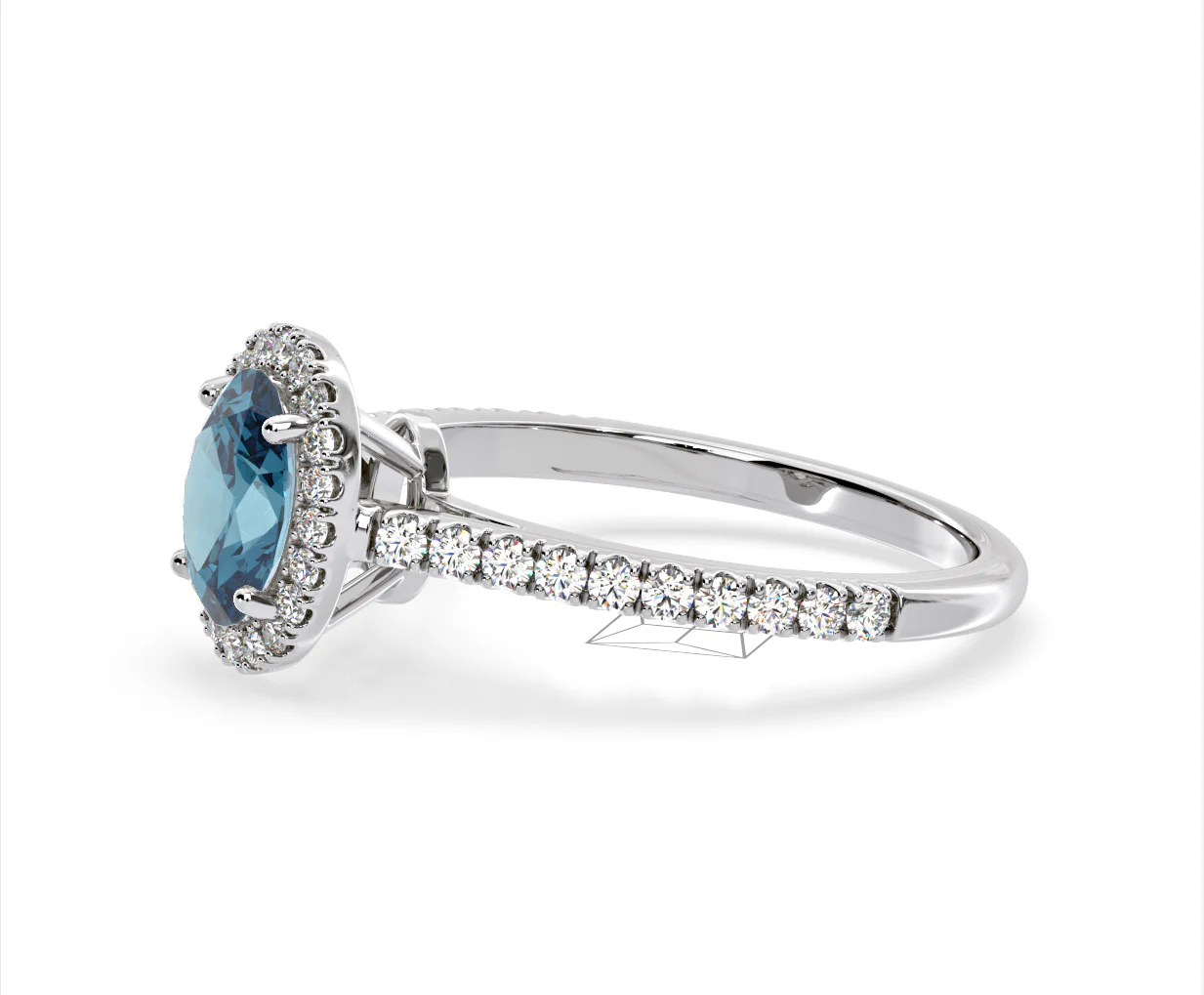 Georgina Blue Lab Diamond Oval Halo 1.60ct Ring in 18K White Gold - Elara Collection - Image 20