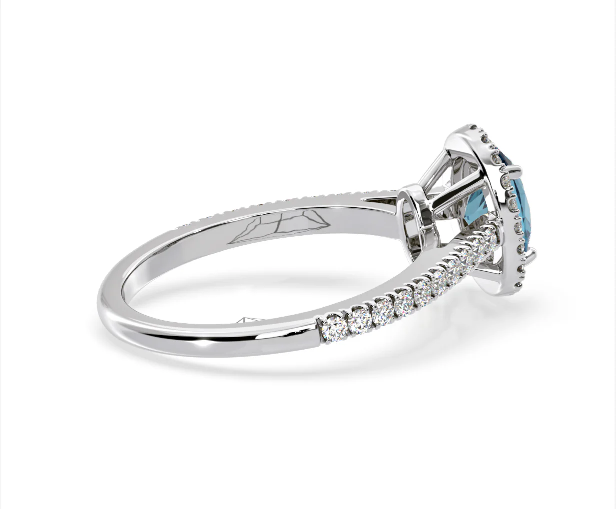 Georgina Blue Lab Diamond Oval Halo 1.60ct Ring in 18K White Gold - Elara Collection - Image 60