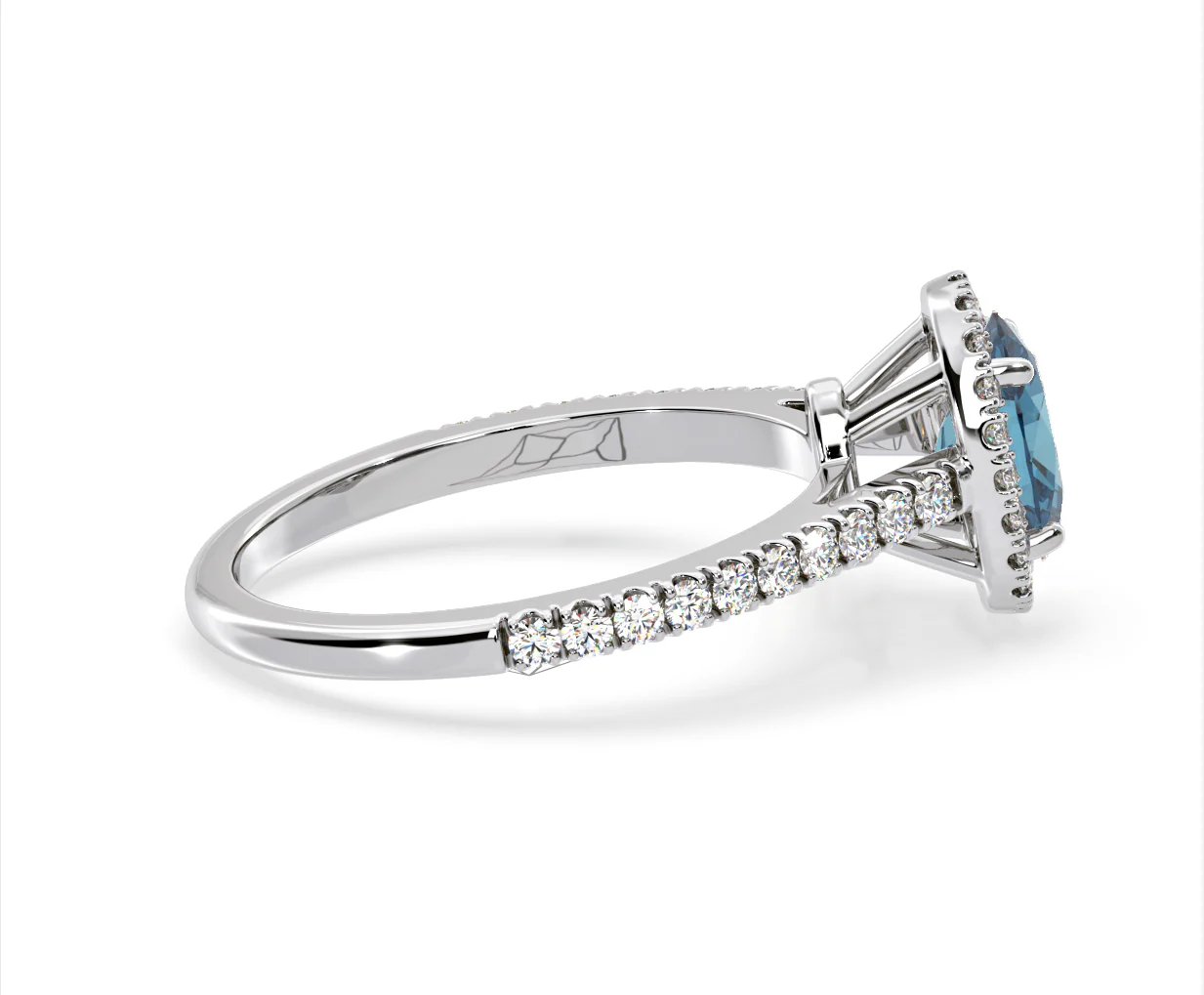 Georgina Blue Lab Diamond Oval Halo 1.60ct Ring in 18K White Gold - Elara Collection - Image 64