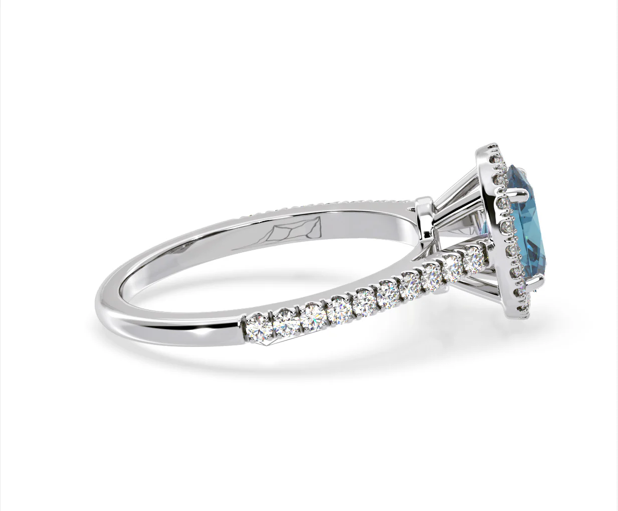 Georgina Blue Lab Diamond Oval Halo 1.60ct Ring in 18K White Gold - Elara Collection - Image 65