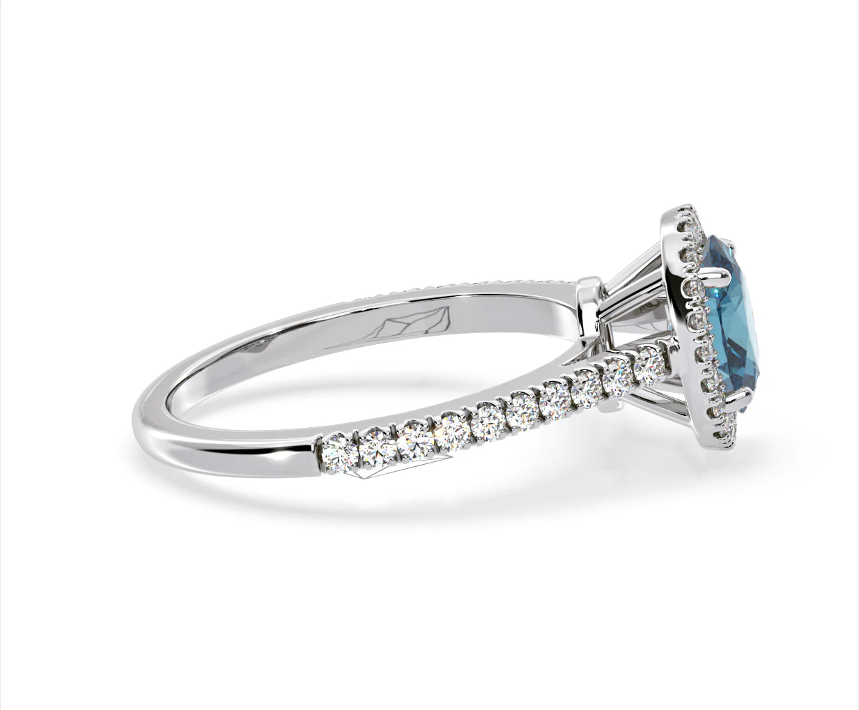 Georgina Blue Lab Diamond Oval Halo 1.60ct Ring in 18K White Gold - Elara Collection - Image 66