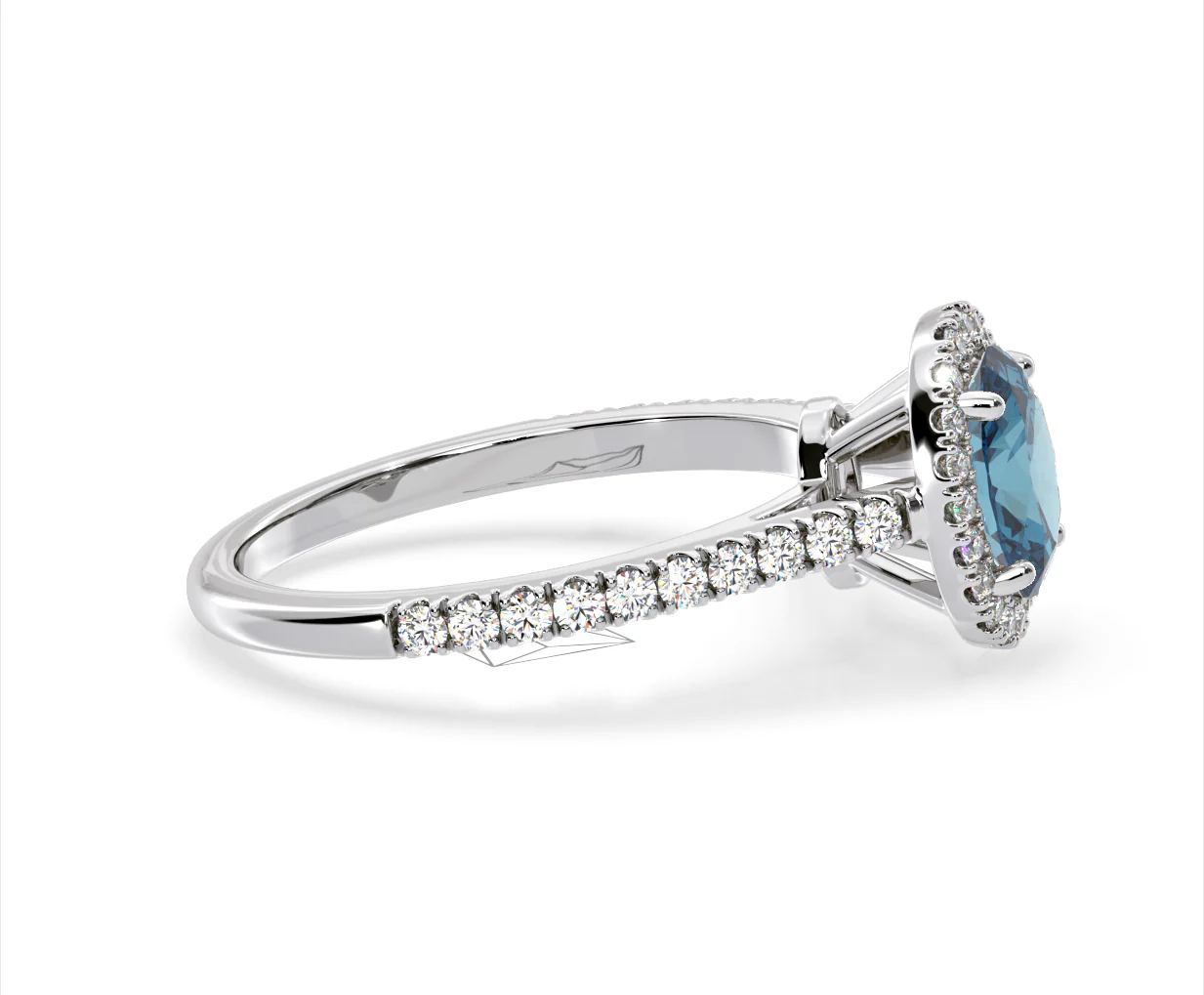 Georgina Blue Lab Diamond Oval Halo 1.60ct Ring in 18K White Gold - Elara Collection - Image 68