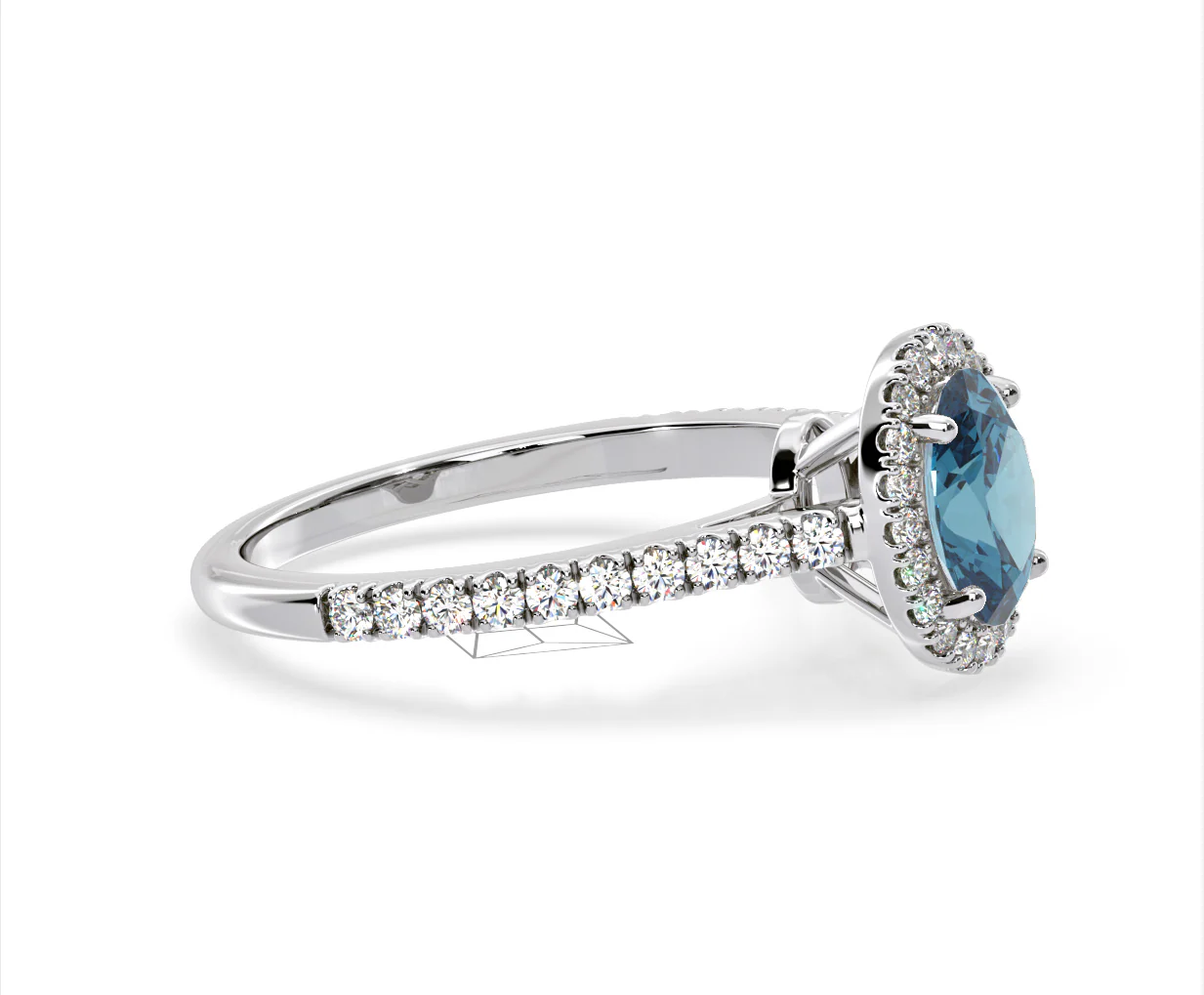 Georgina Blue Lab Diamond Oval Halo 1.60ct Ring in 18K White Gold - Elara Collection - Image 71