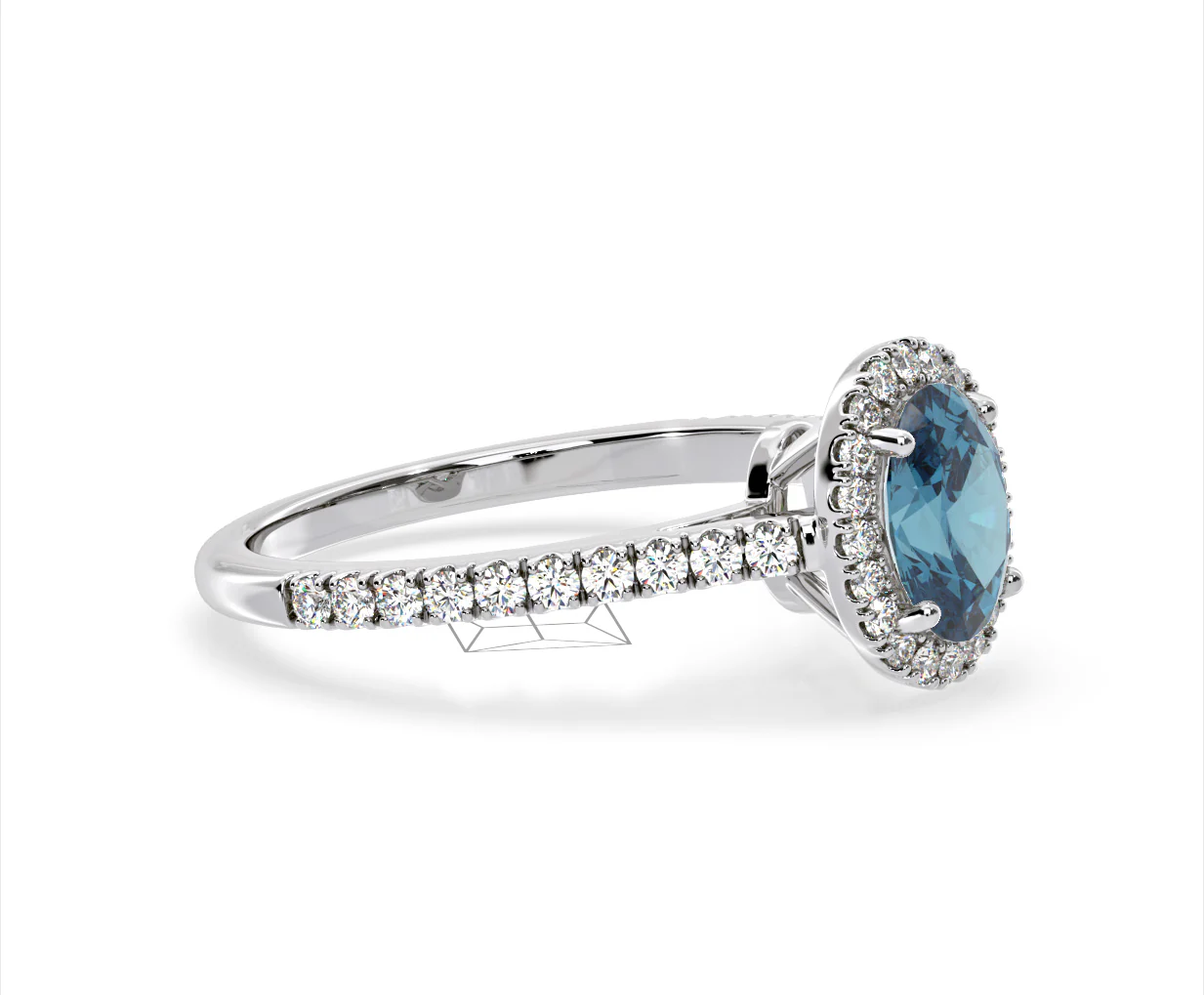 Georgina Blue Lab Diamond Oval Halo 1.60ct Ring in 18K White Gold - Elara Collection - Image 73