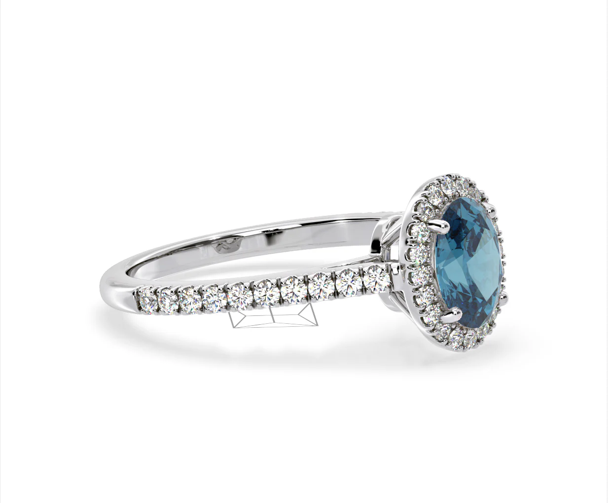 Georgina Blue Lab Diamond Oval Halo 1.60ct Ring in 18K White Gold - Elara Collection - Image 74