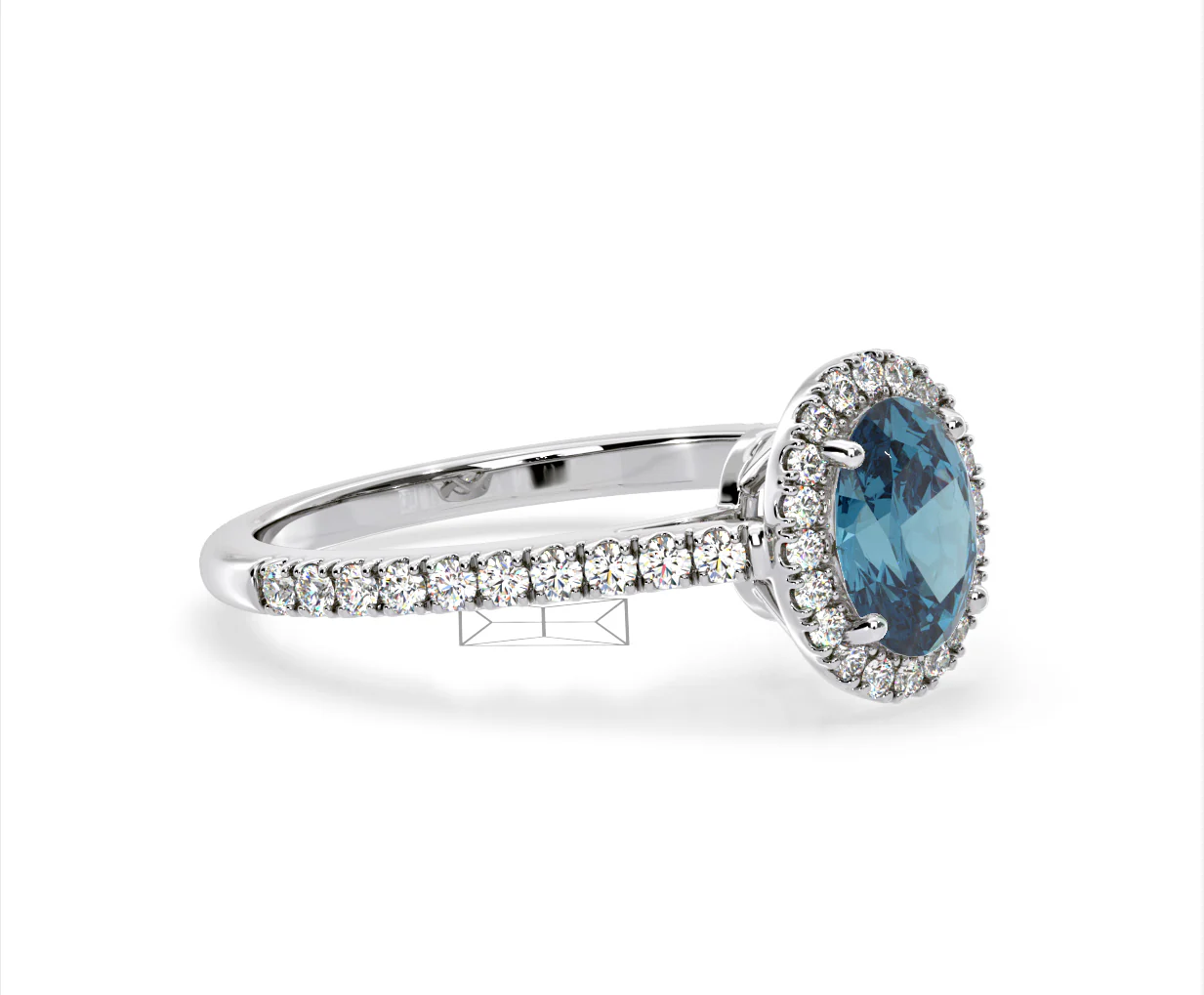 Georgina Blue Lab Diamond Oval Halo 1.60ct Ring in 18K White Gold - Elara Collection - Image 75