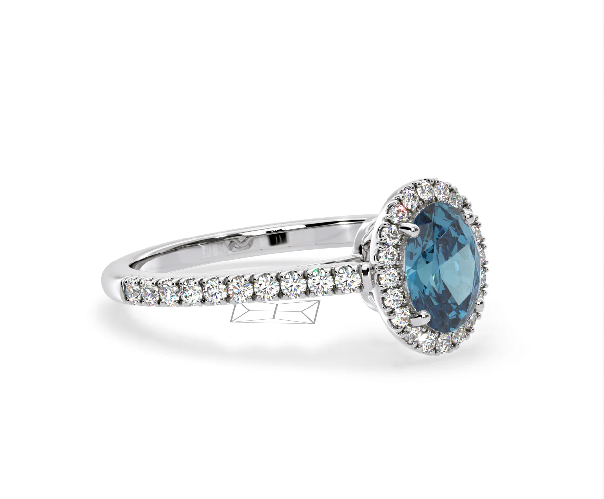 Georgina Blue Lab Diamond Oval Halo 1.60ct Ring in 18K White Gold - Elara Collection - Image 76