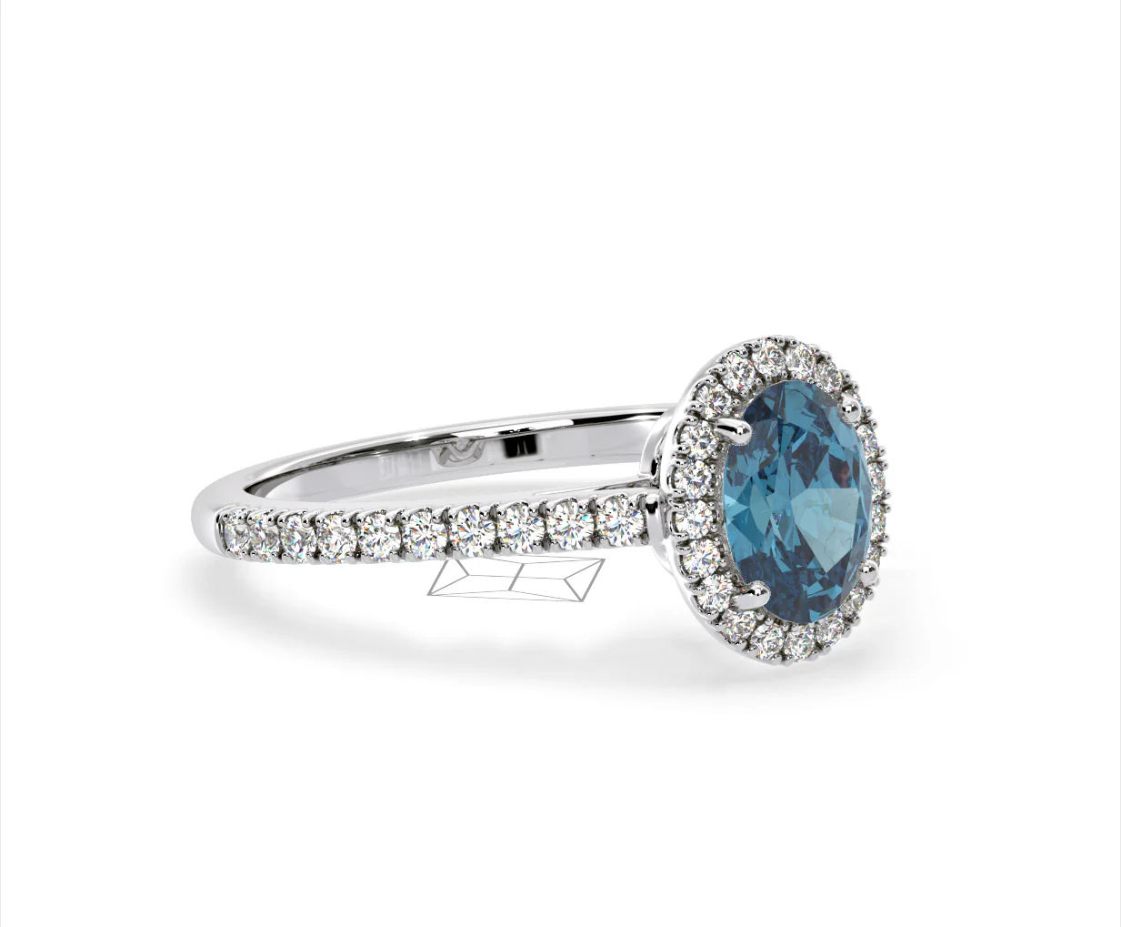 Georgina Blue Lab Diamond Oval Halo 1.60ct Ring in 18K White Gold - Elara Collection - Image 77