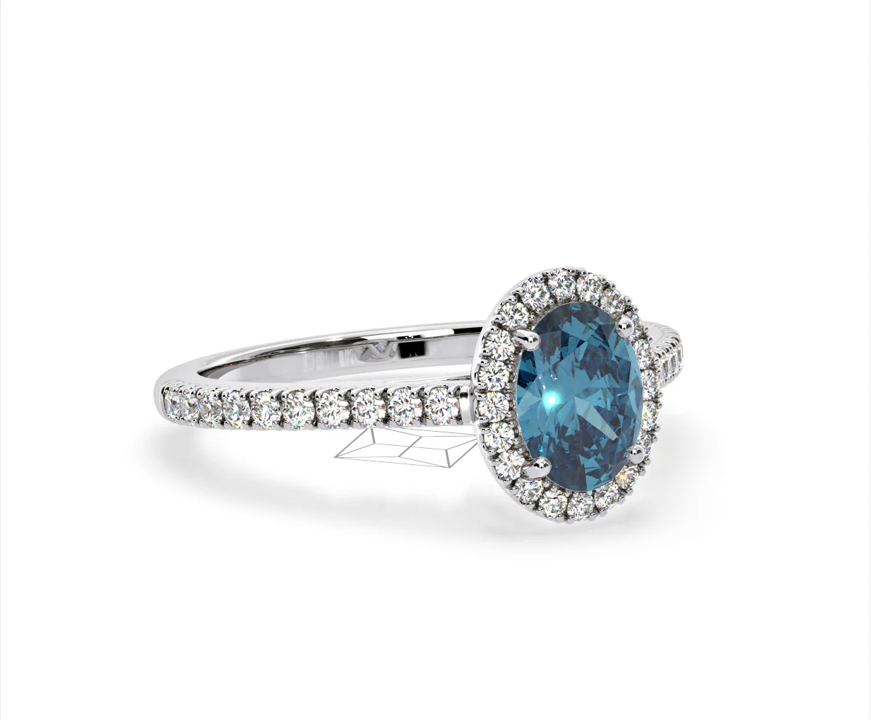 Georgina Blue Lab Diamond Oval Halo 1.60ct Ring in 18K White Gold - Elara Collection - Image 79