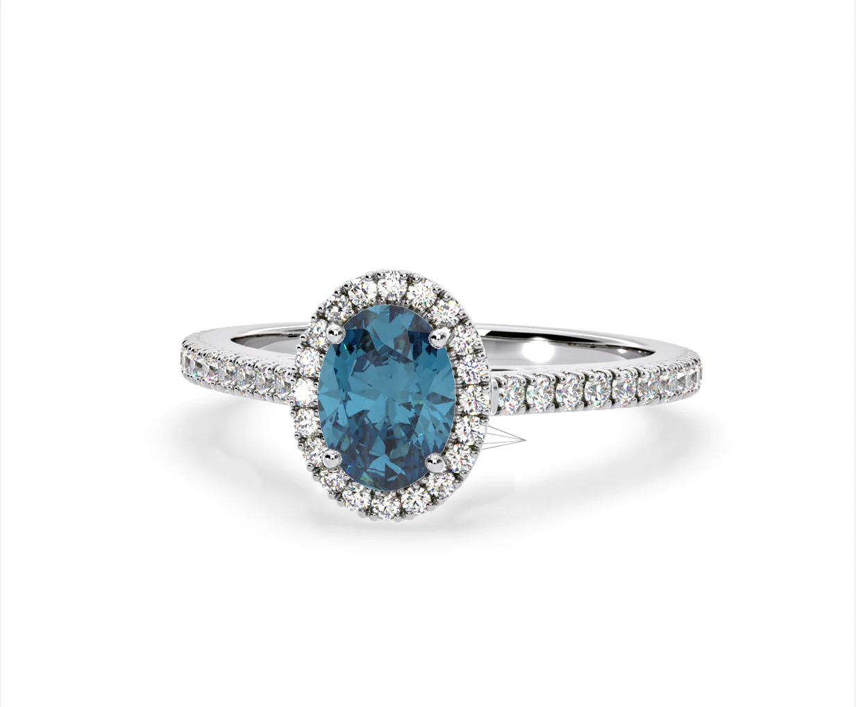 Georgina Blue Lab Diamond Oval Halo 1.60ct Ring in 18K White Gold - Elara Collection - Image 8